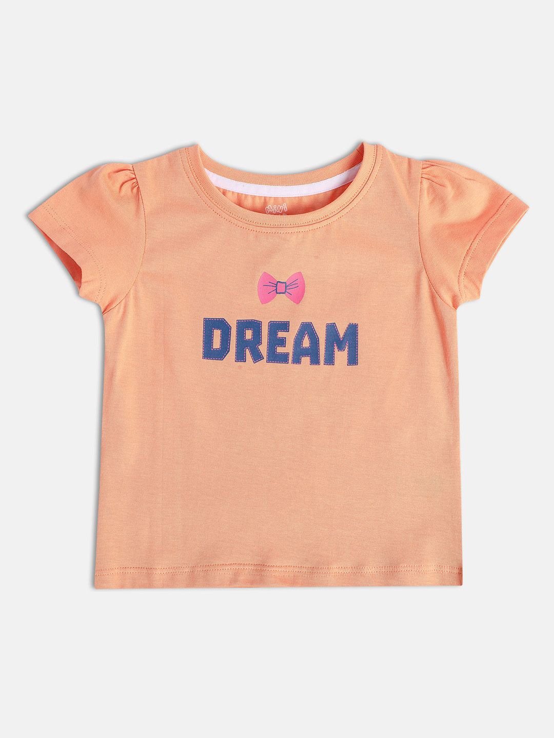 

MINI KLUB Infants Girls Typography Printed Pure Cotton Tshirts, Coral