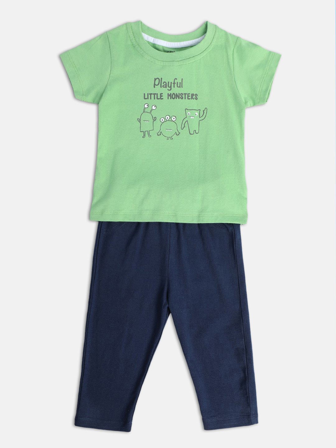 

MINI KLUB Boys Printed Short Sleeves T-shirt With Trousers, Green