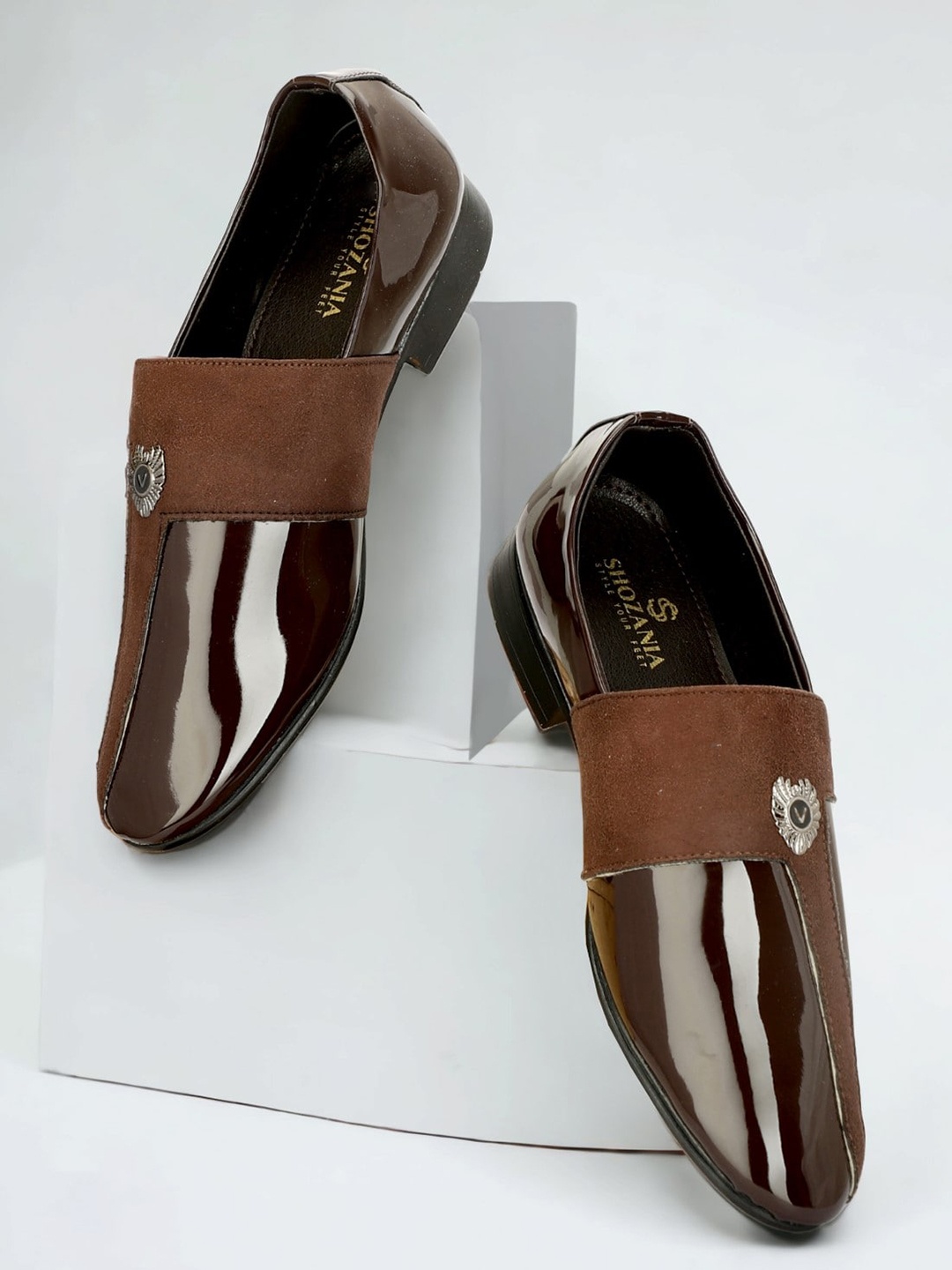 

SHOZANIA Men Lightweight Leather Mojaris, Brown