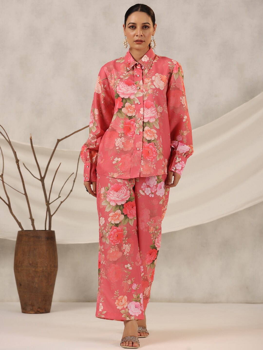 

Juniper Floral Printed Linen Shirt & Palazzos, Pink