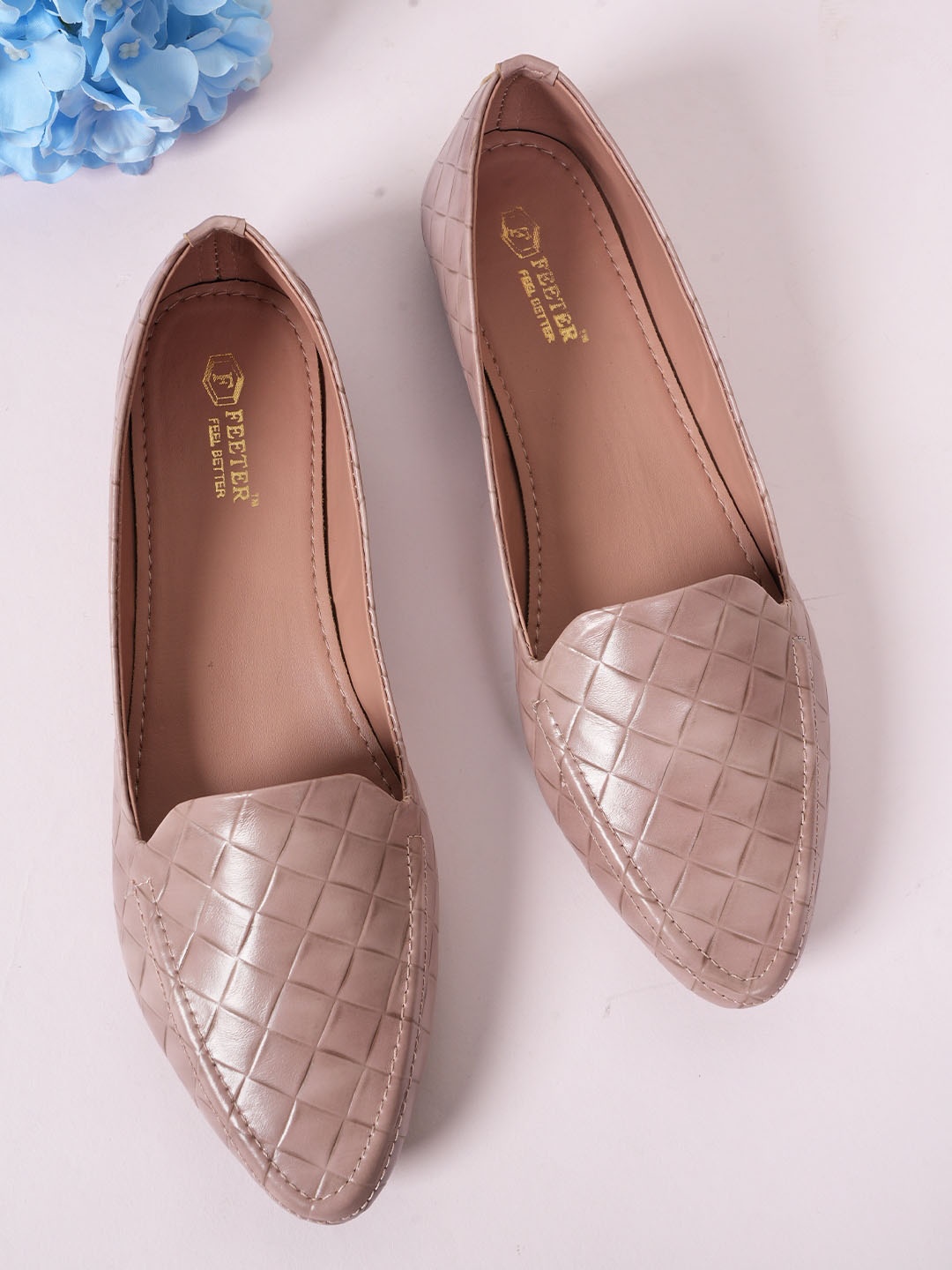 

Style Shoes Textured Slip On Ballerinas, Pink