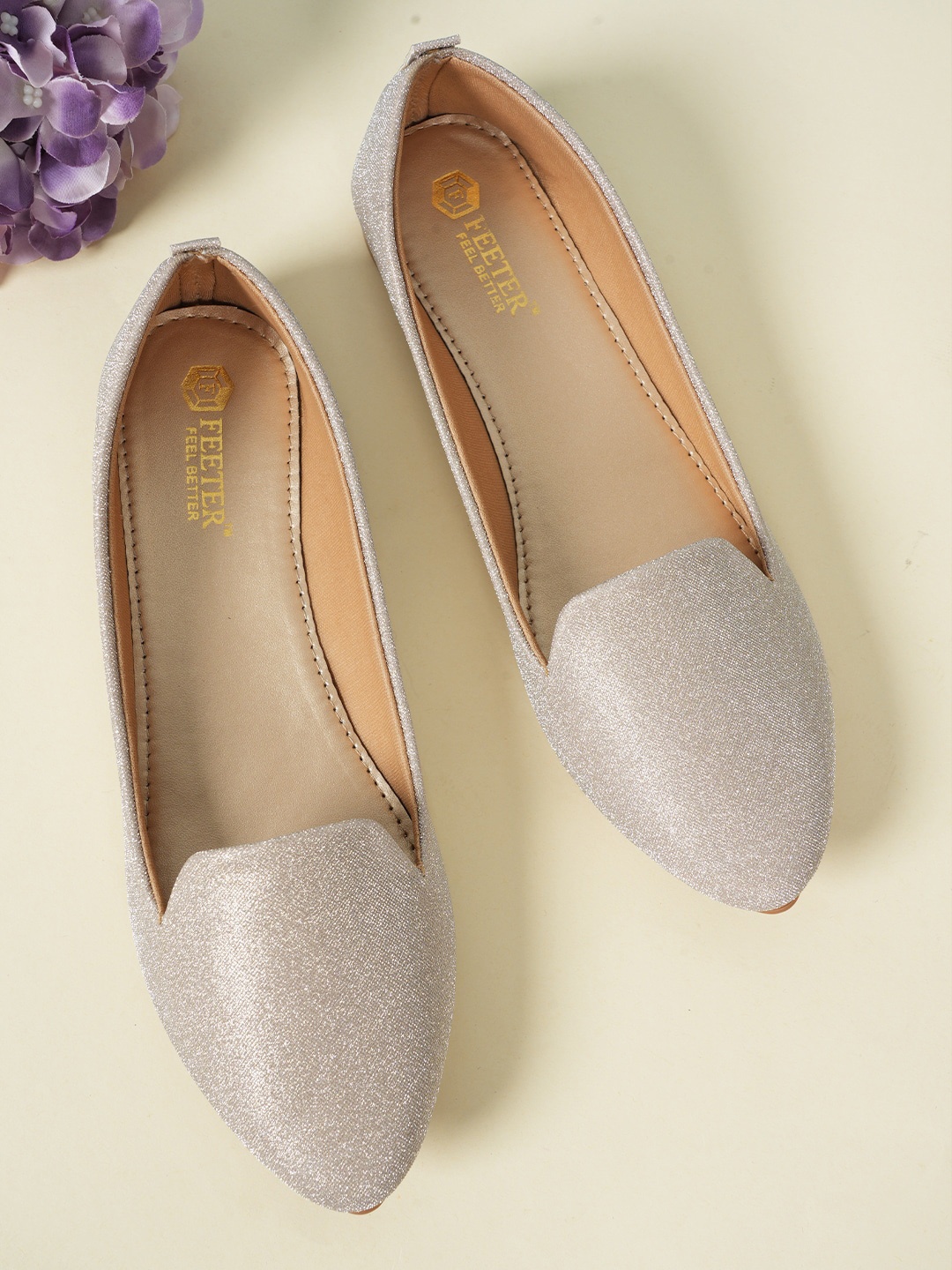 

Style Shoes Pointed Toe Shimmered Ballerinas, Grey