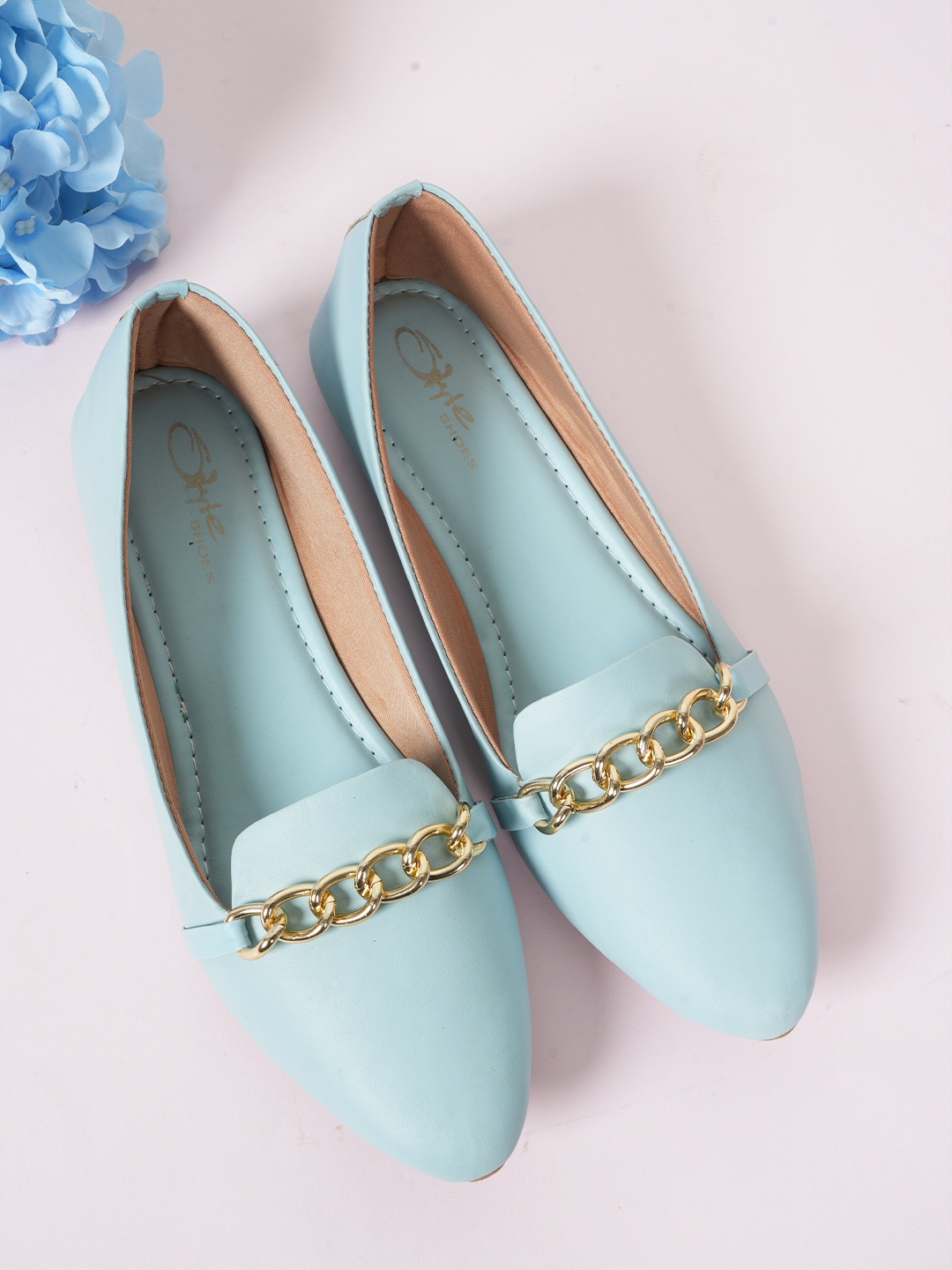 

Style Shoes Pointed Toe Embellished Ballerinas, Blue