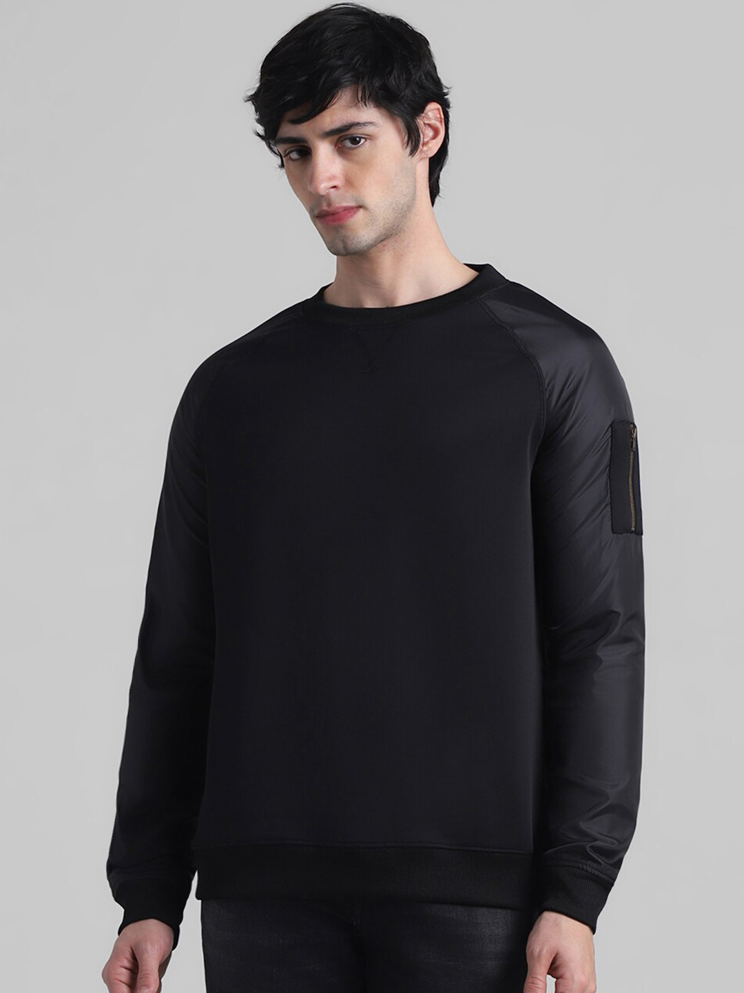 

Jack & Jones Raglan Sleeves Pure Cotton Sweatshirt, Black