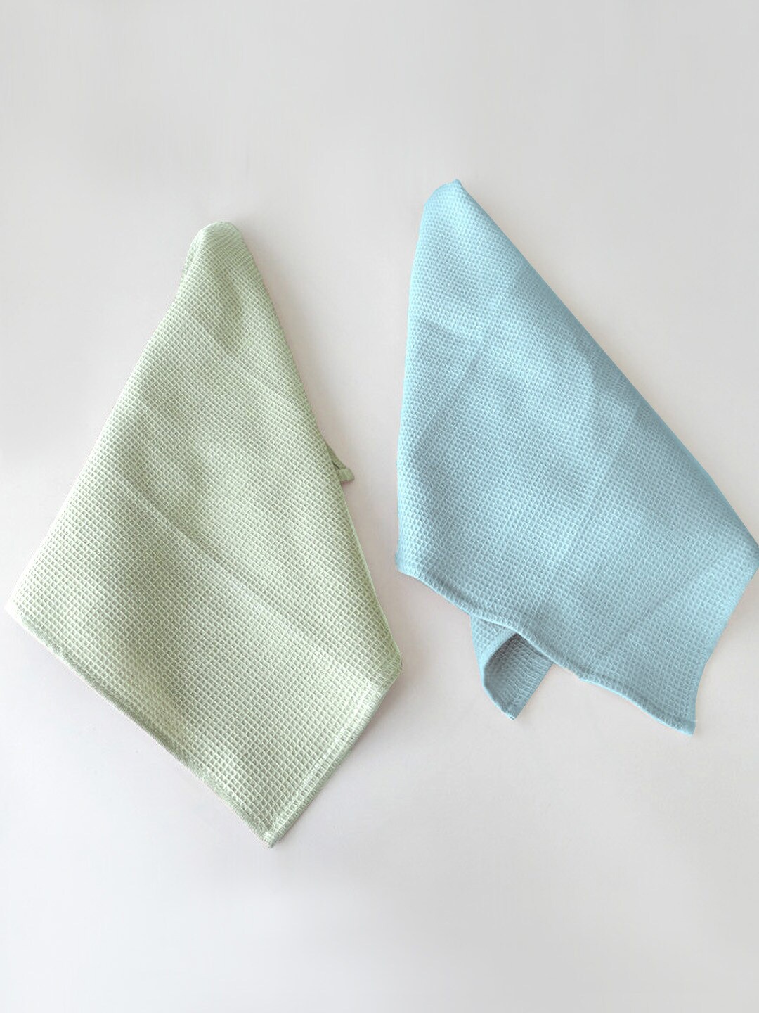 

AVI Living Waffle Blue & Green 2 Pieces Pure Cotton Waffle Kitchen Towels