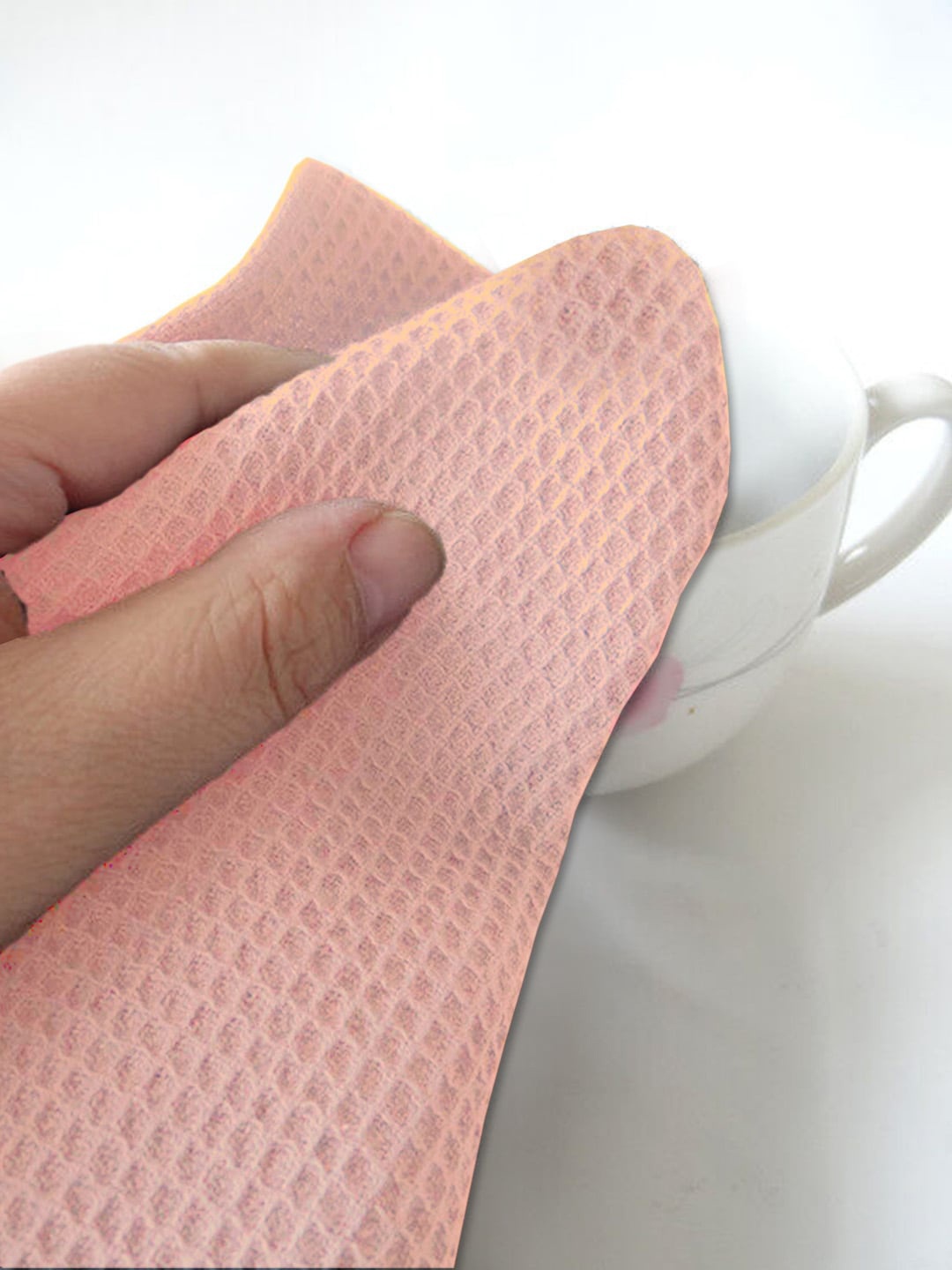 

AVI Living 2 Pcs Coral Pink & Sea Green Waffle Pure Cotton Kitchen Towels