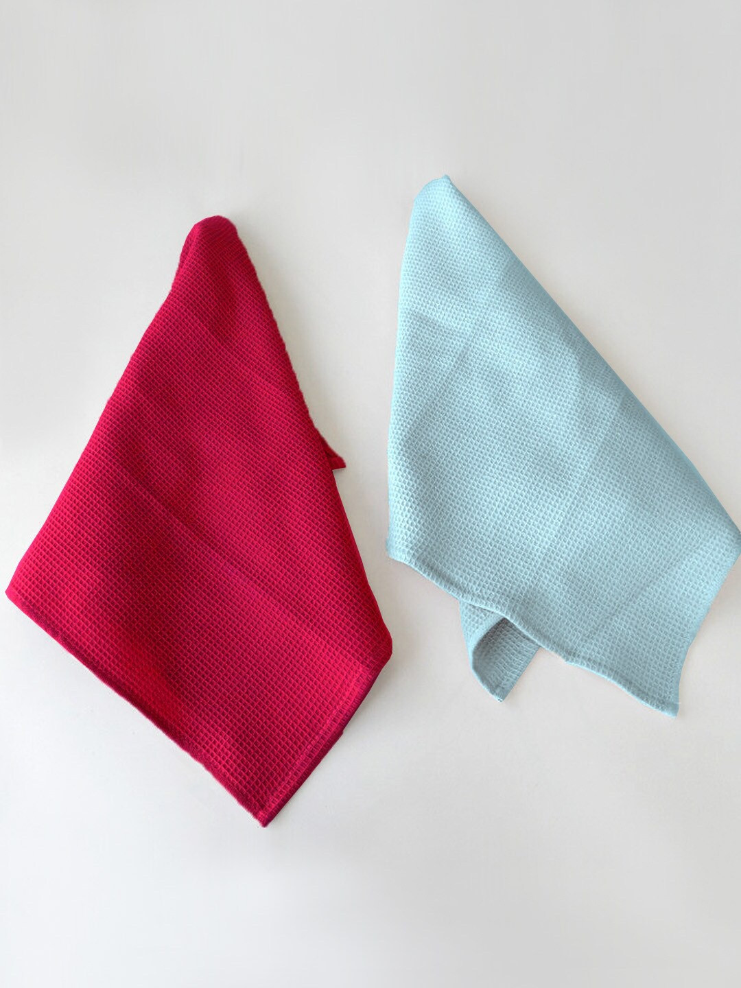 

AVI Living Waffle Blue & Red 2 Pieces Self-Design Pure Cotton Kitchen Towels