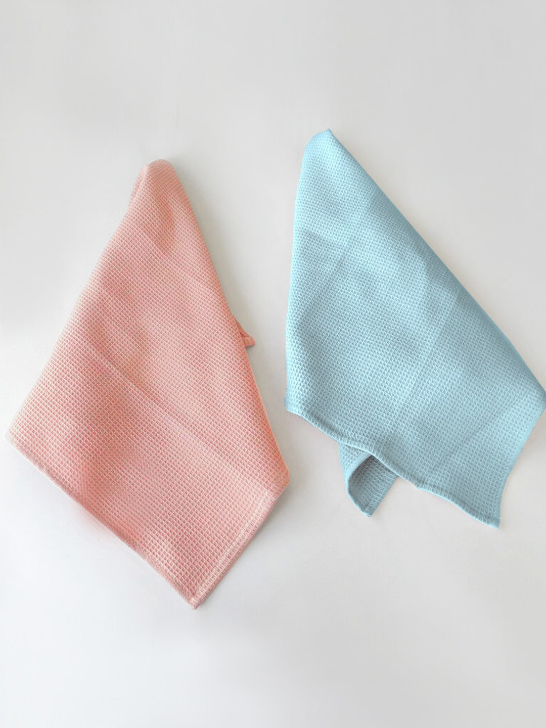 

AVI Living Waffle Blue & Pink 2 Pieces Self-Design Pure Cotton Kitchen Towels