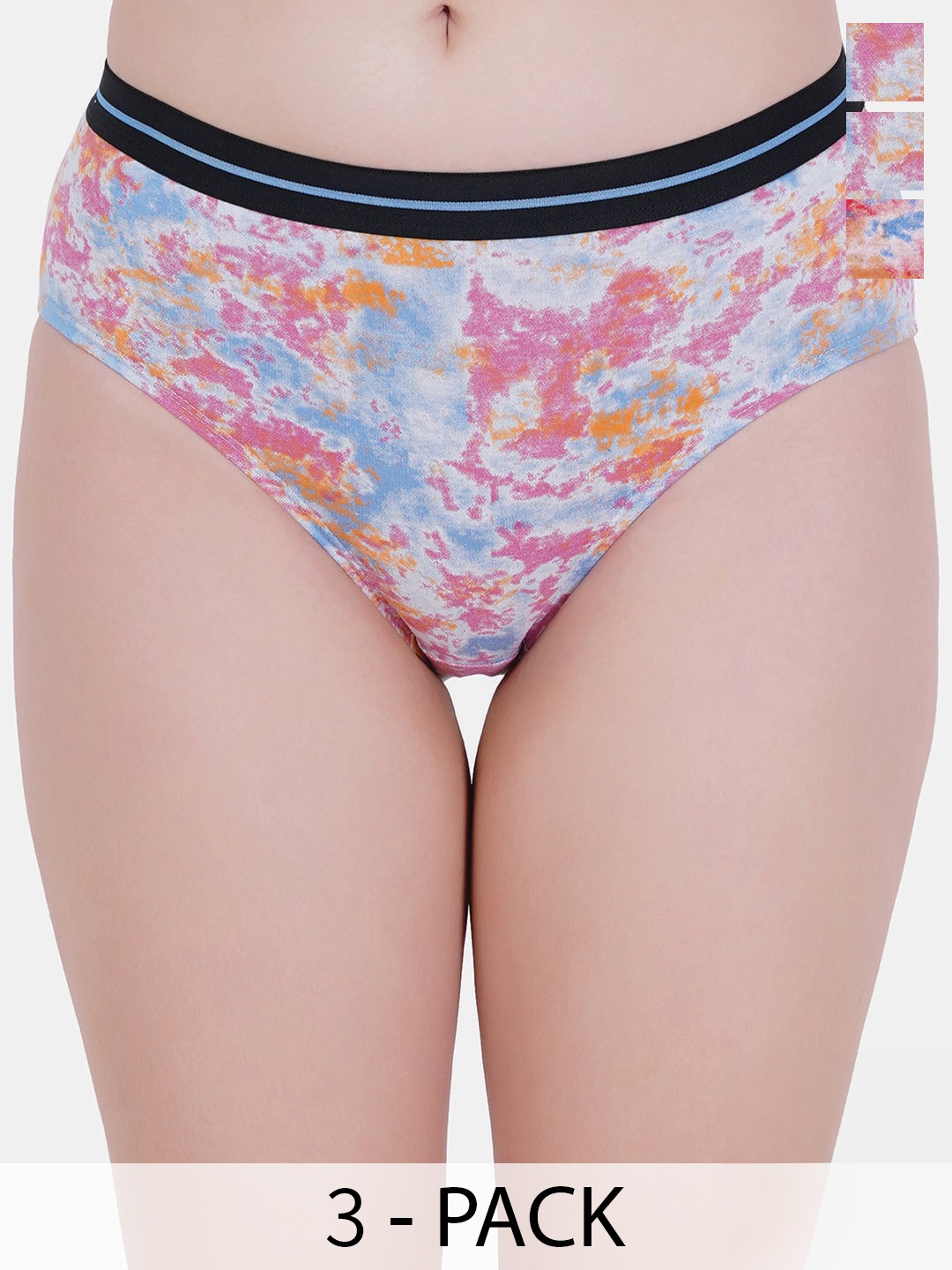 

Reveira Pack Of 3 Assorted Abstract Printed Hipster Briefs