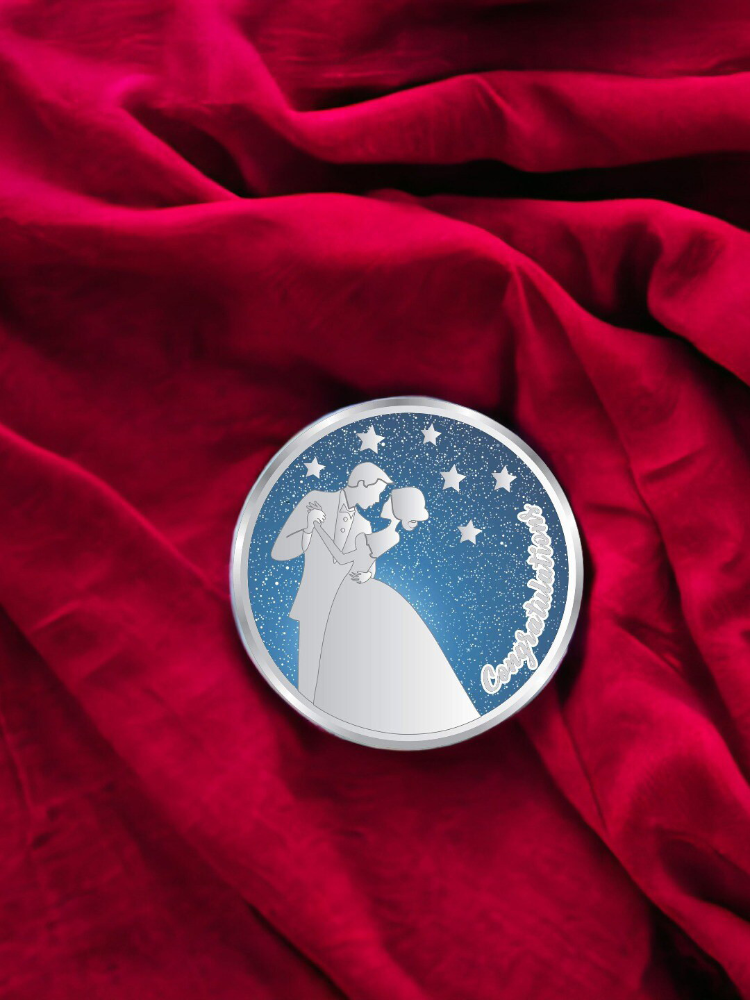 

Taraash Star And Cute Couple Enamel 999 Silver Coin-10g