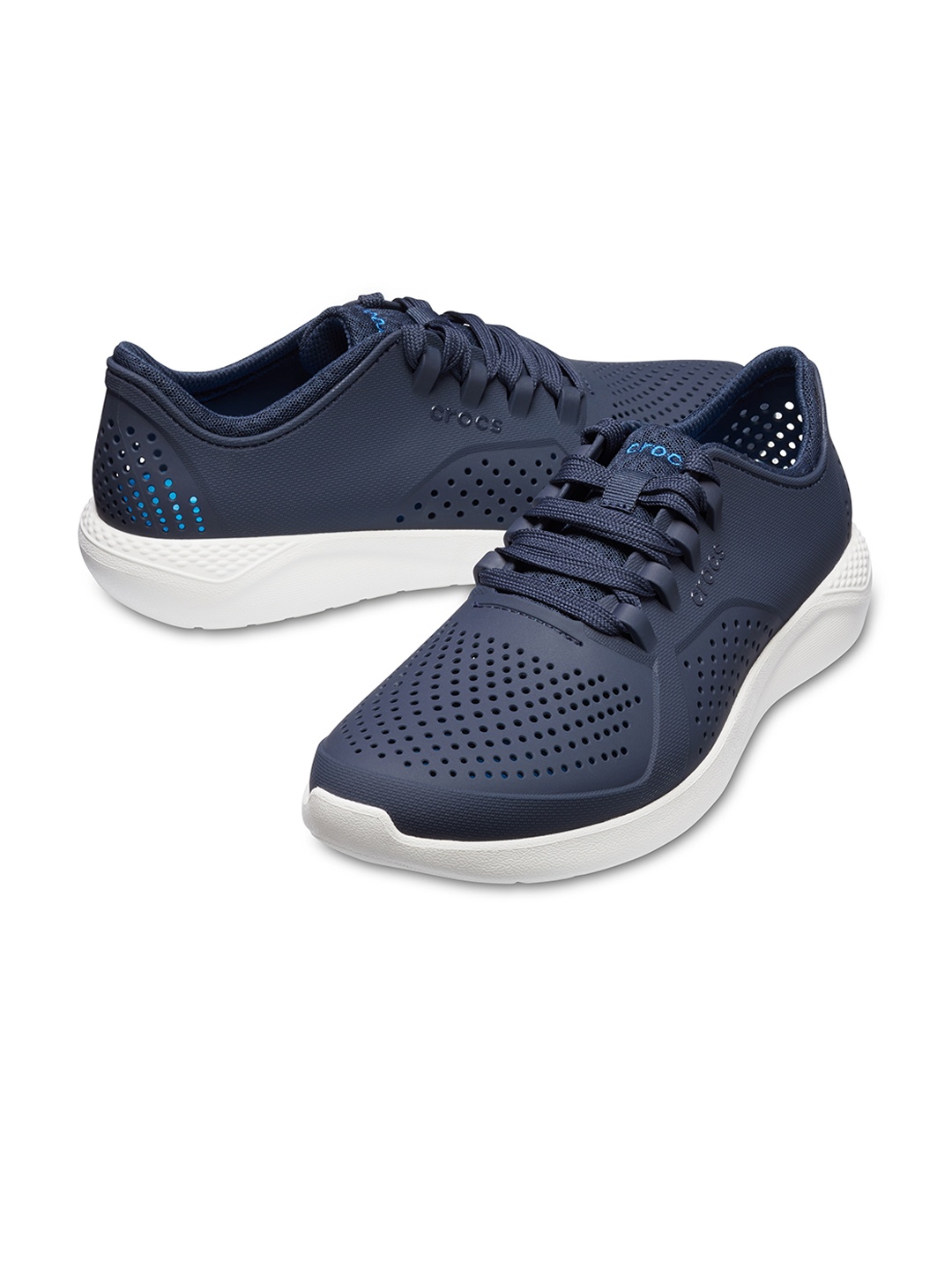 

Crocs Men Perforated Contrast Sole Croslite Sneakers, Navy blue