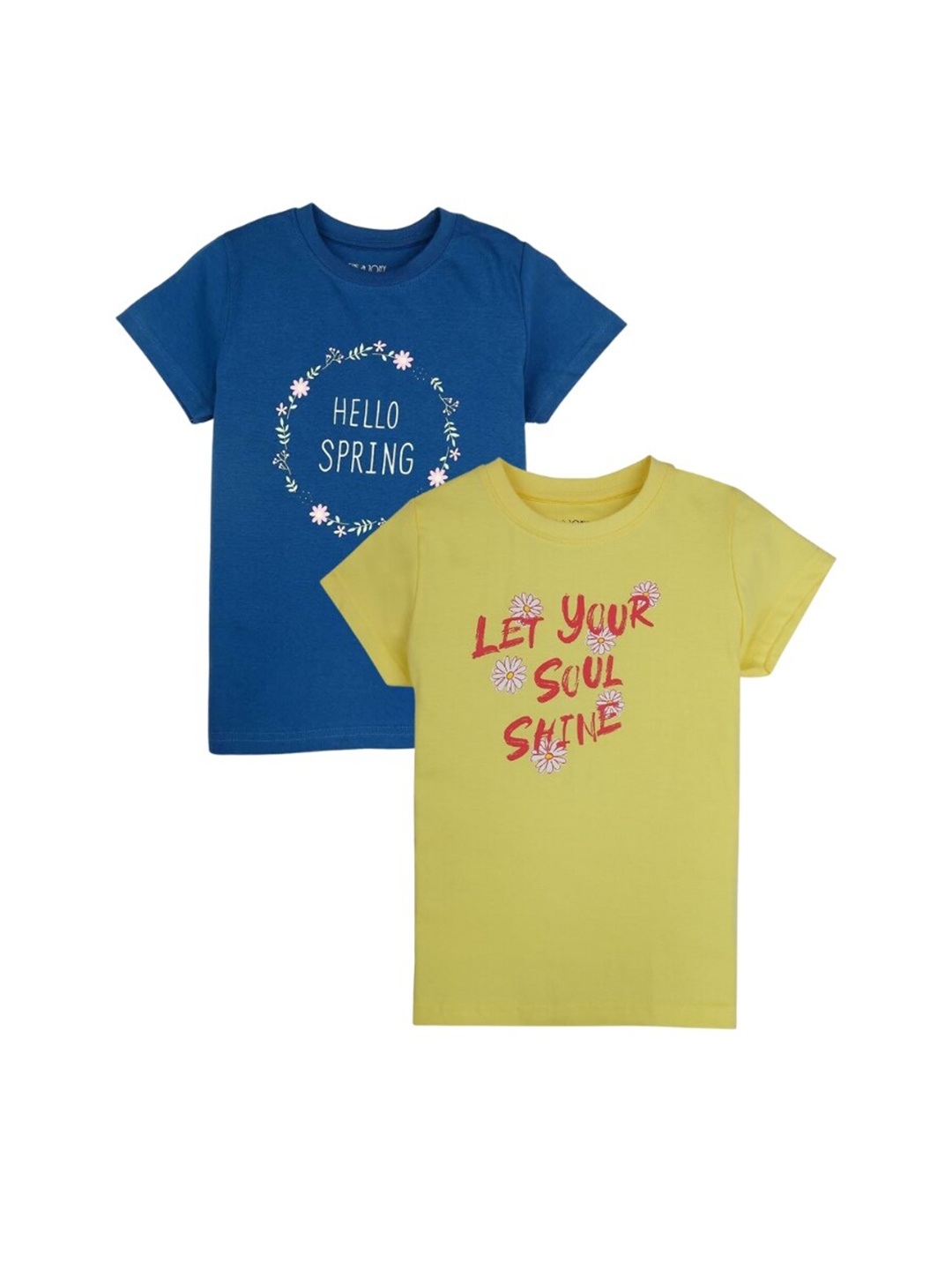 

Gini and Jony Pack Of 2 Typography Printed Cotton T-Shirts, Blue