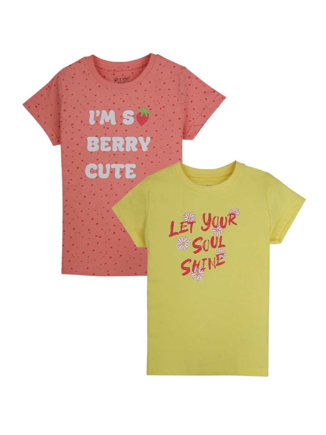 

Gini and Jony Pack Of 2 Printed Cotton T-Shirt, Orange