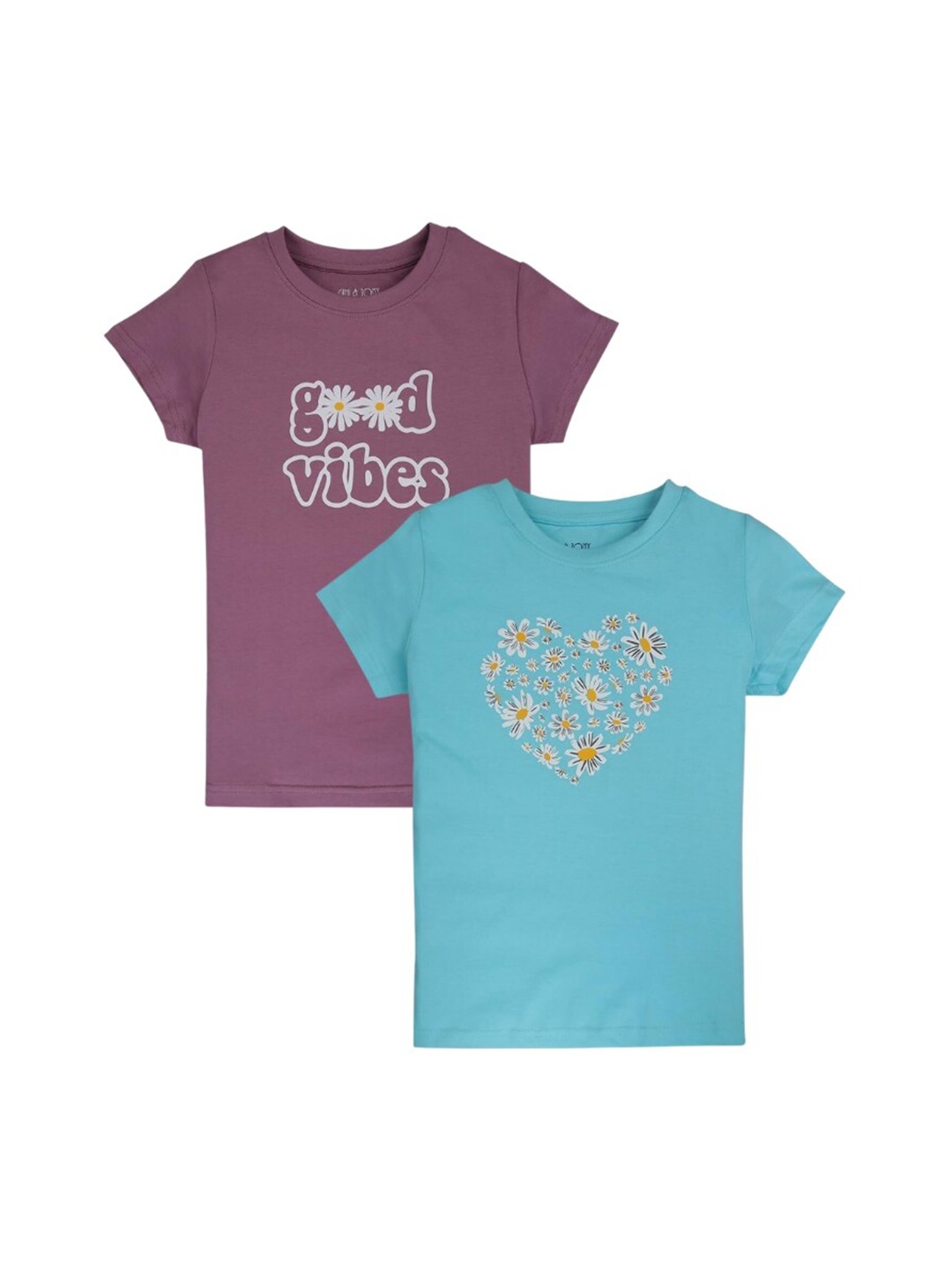 

Gini and Jony Pack Of 2 Printed Cotton T-Shirt, Mauve
