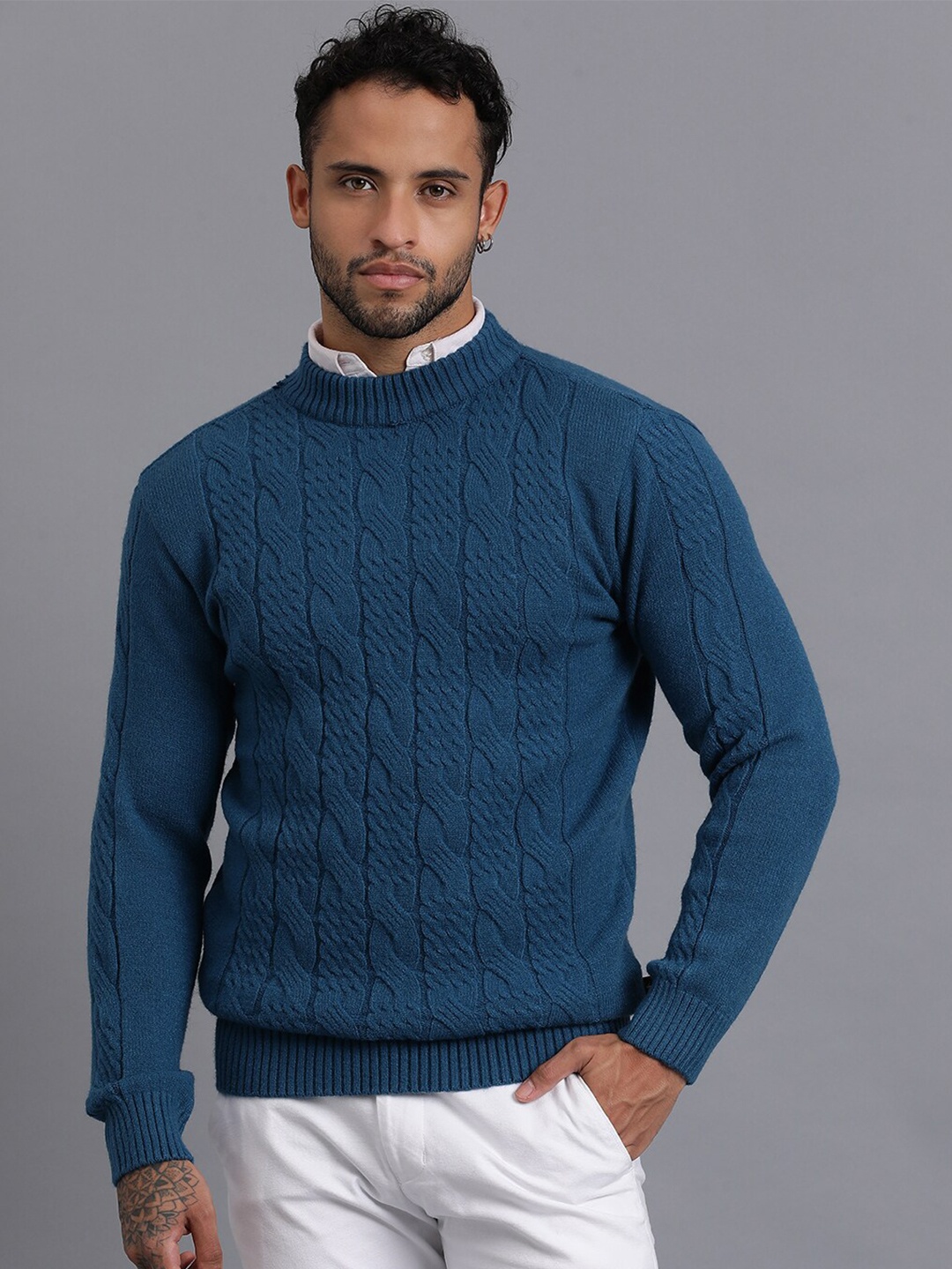

JAVINISHKA Cable Knit Woollen Pullover, Blue