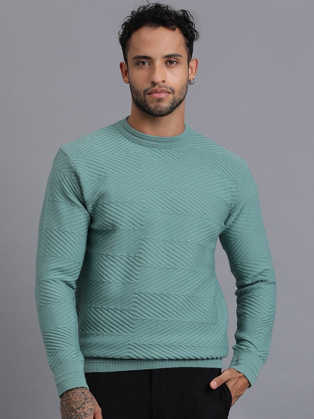 

JAVINISHKA Unisex Cable Knit Woollen Pullover, Blue
