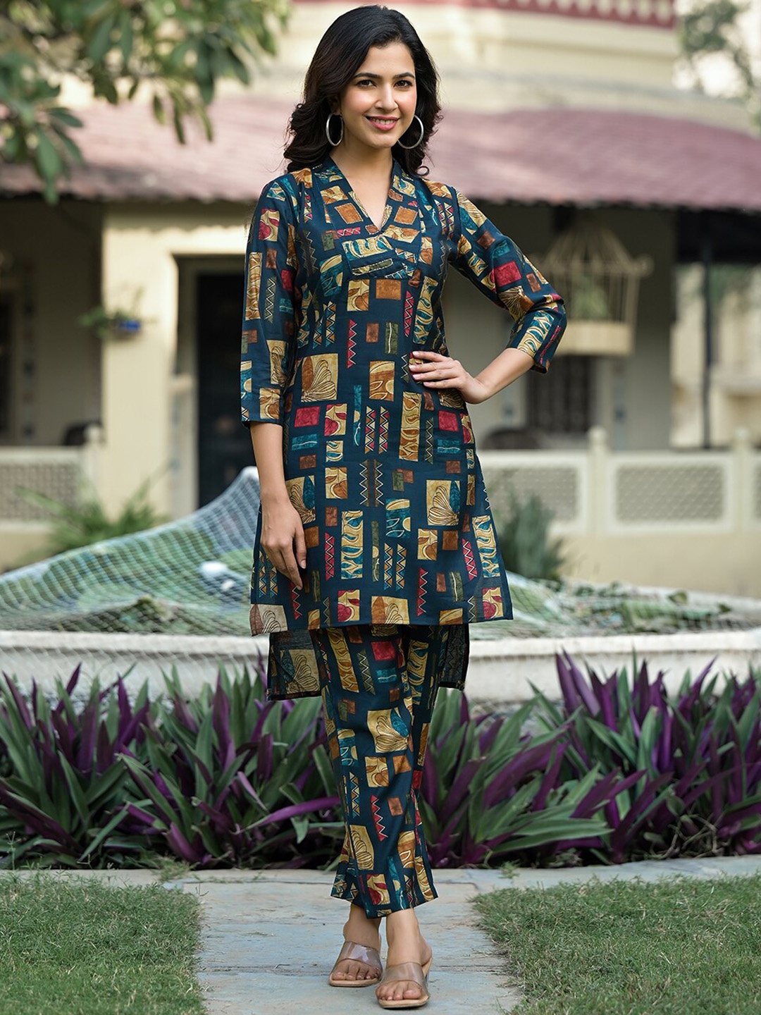 

Yufta Printed Top & Trousers Co-Ords, Teal