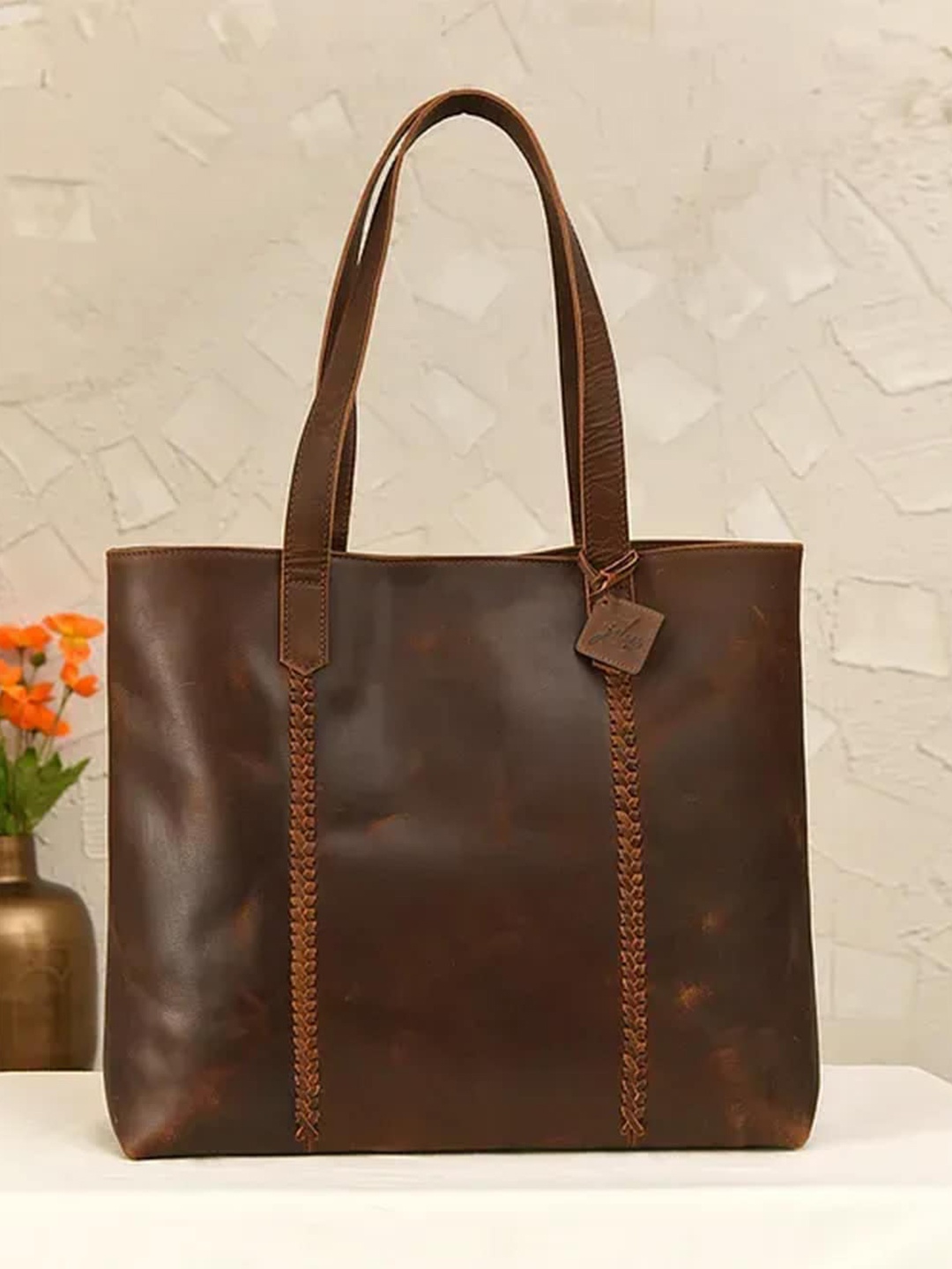 

Jalwa Art Oversized Shopper Tote Bag, Brown