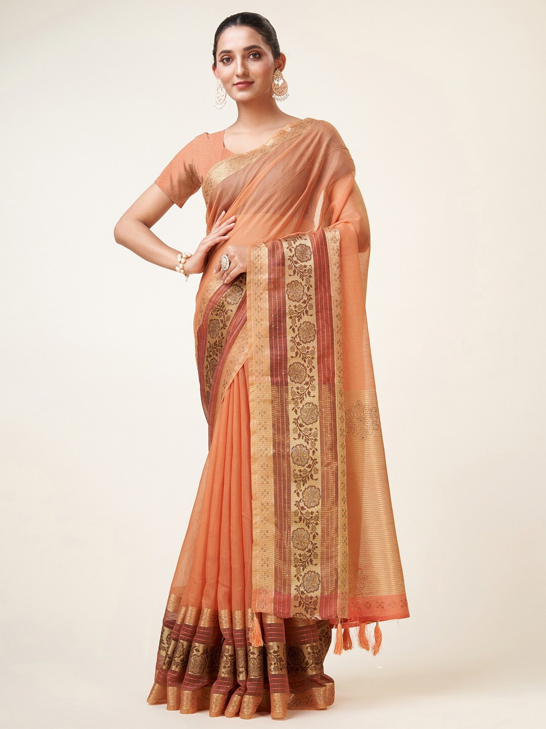 

Mitera Zari Organza Saree, Pink