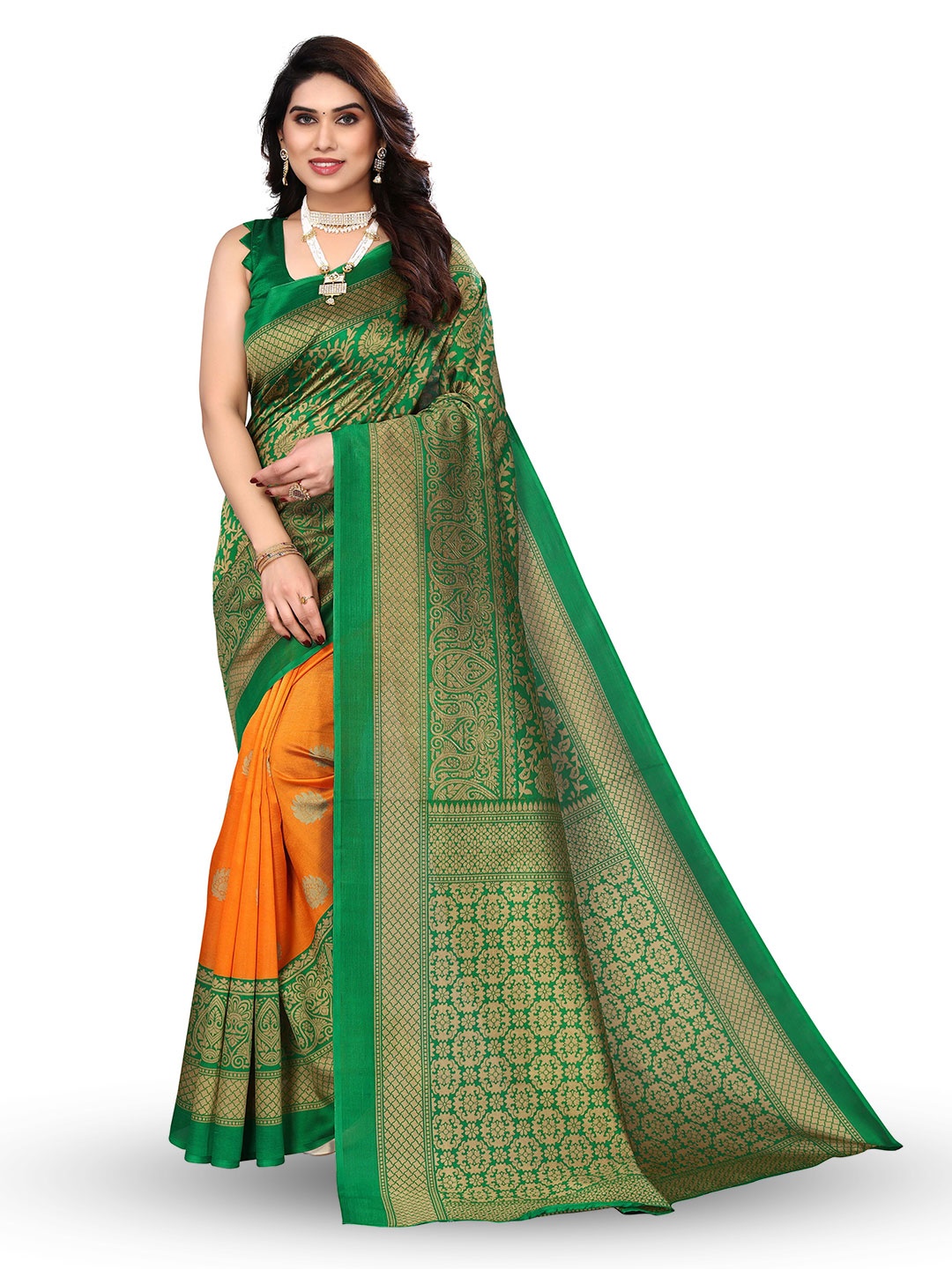 

KALINI Ethnic Motifs Printed Saree, Orange