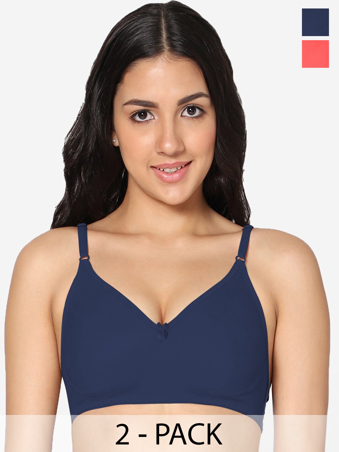 

In Care Pack of 2 Full Coverage Cotton T-shirt Bra With All Day Comfort, Blue