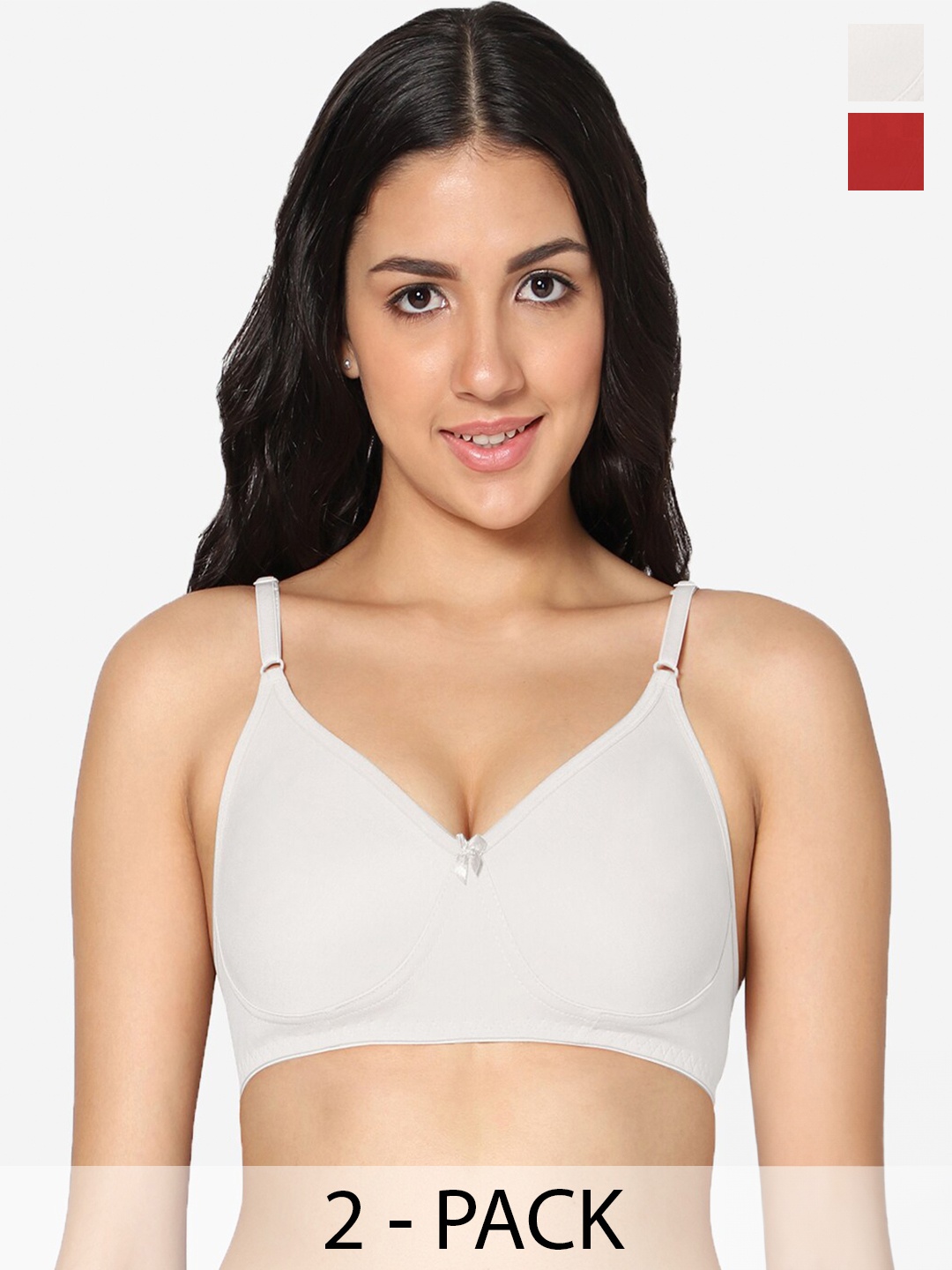 

In Care Pack Of 2 Full Coverage Pure Cotton T-shirt Bra With All Day Comfort, White