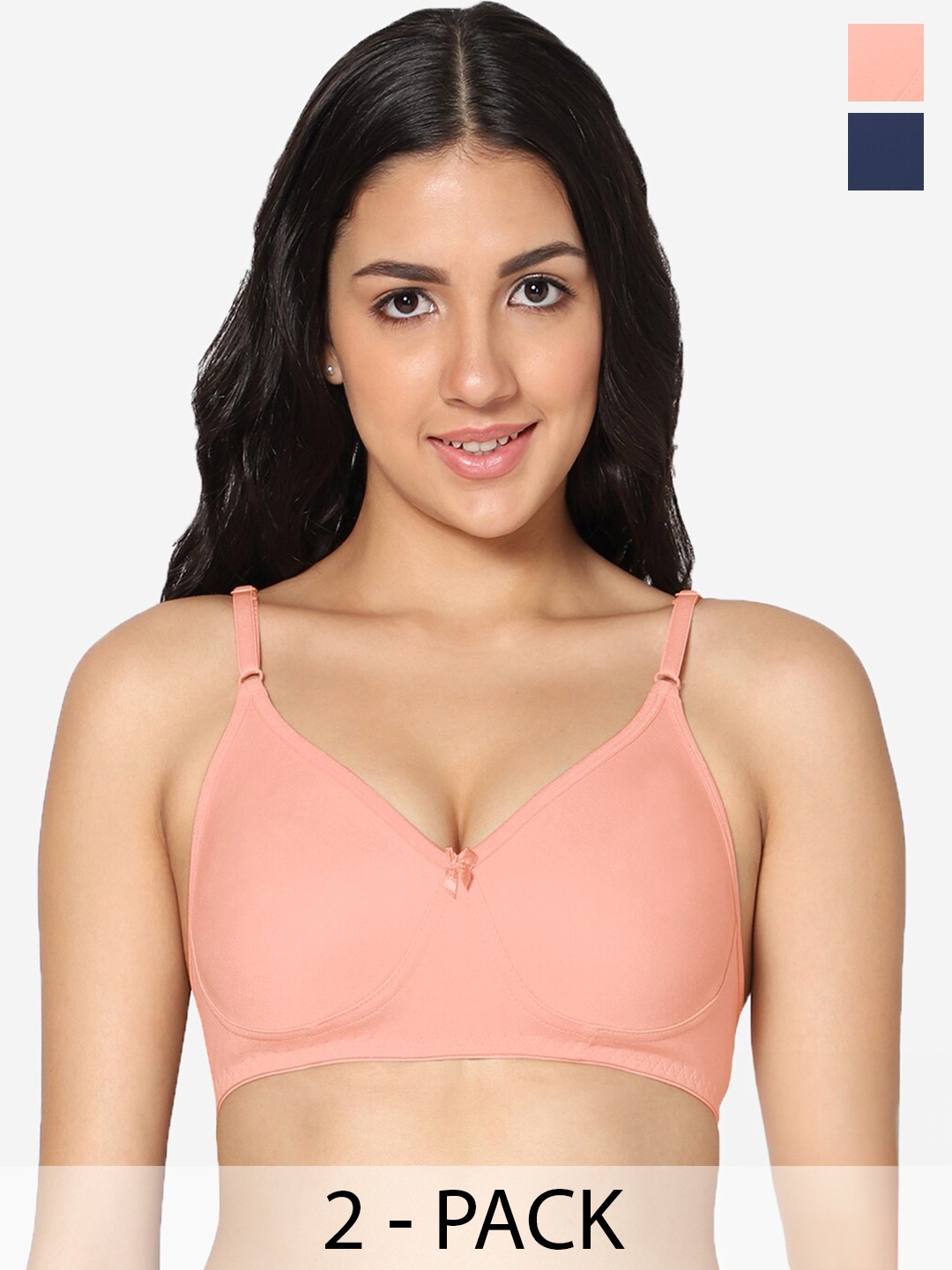 

In Care Pack of 2 Full Coverage Cotton T-shirt Bra With All Day Comfort, Pink
