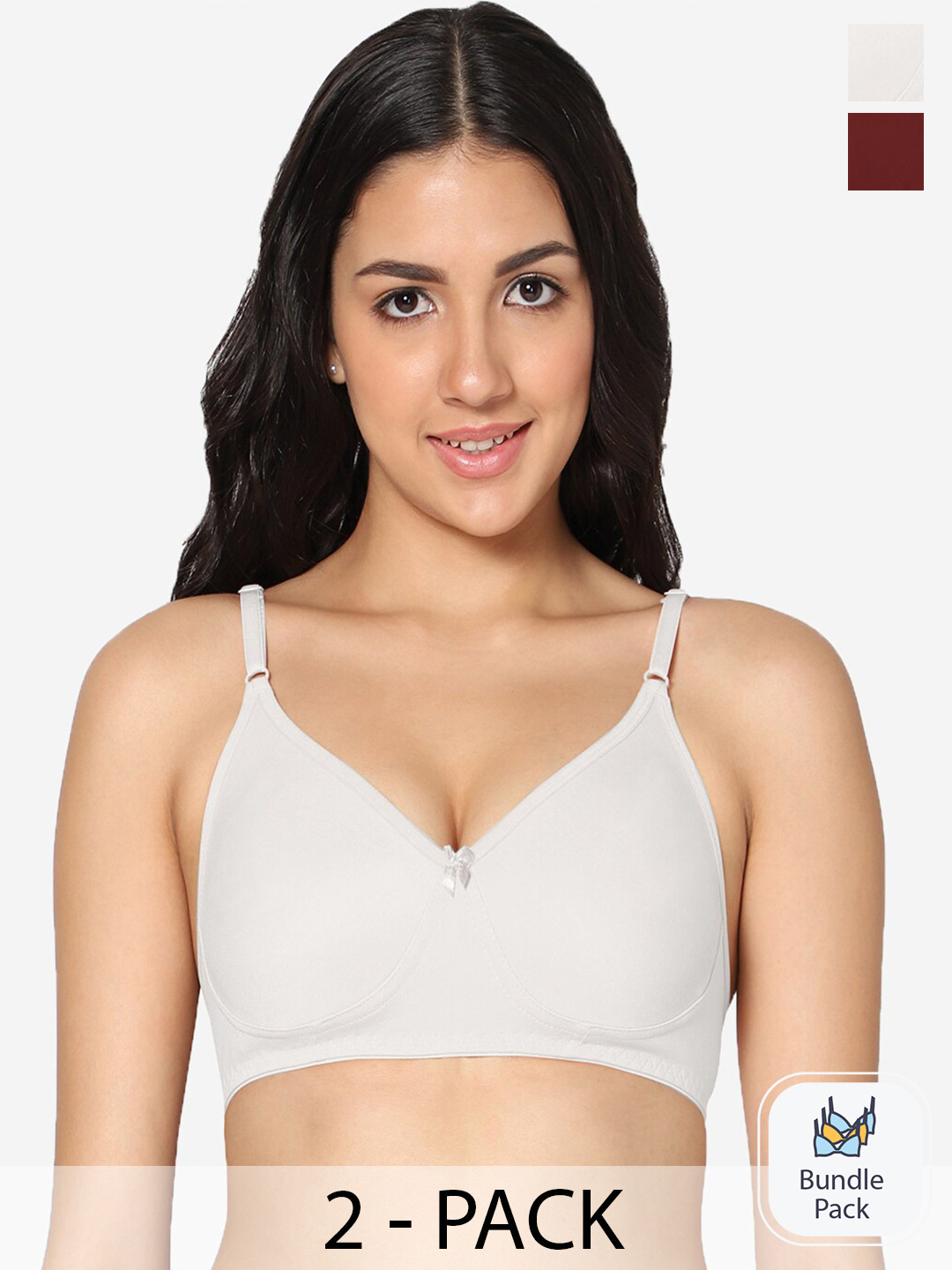 

In Care Pack Of 2 Full Coverage Pure Cotton T-shirt Bra With All Day Comfort, White