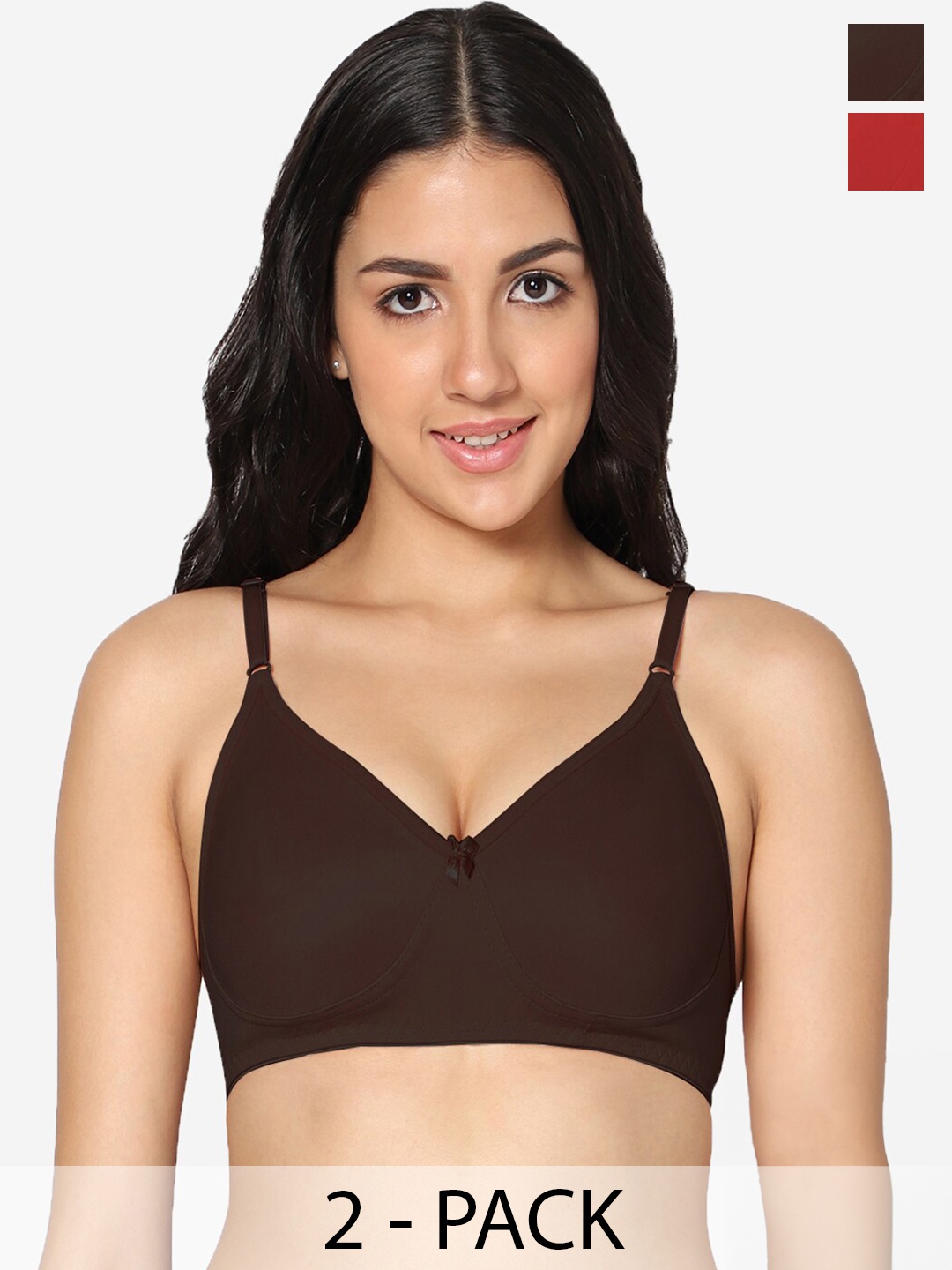 

In Care Pack Of 2 Pure Cotton Full Coverage Bra All Day Comfort, Red