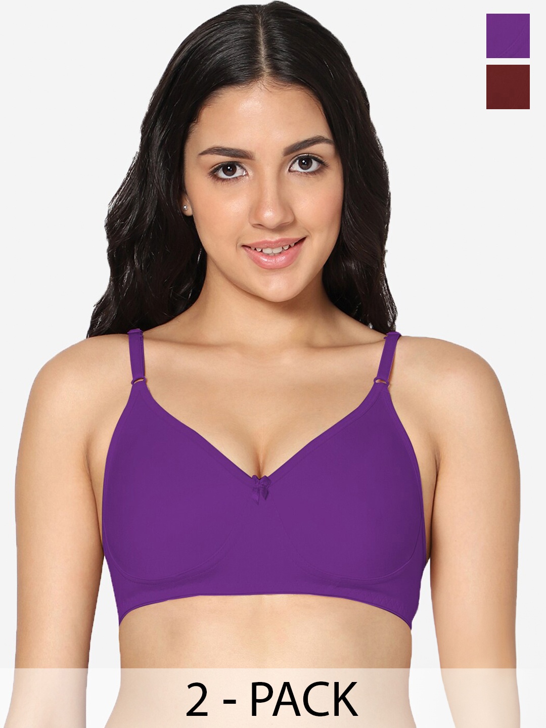 

In Care Pack of 2 Full Coverage Cotton T-shirt Bra With All Day Comfort, Purple