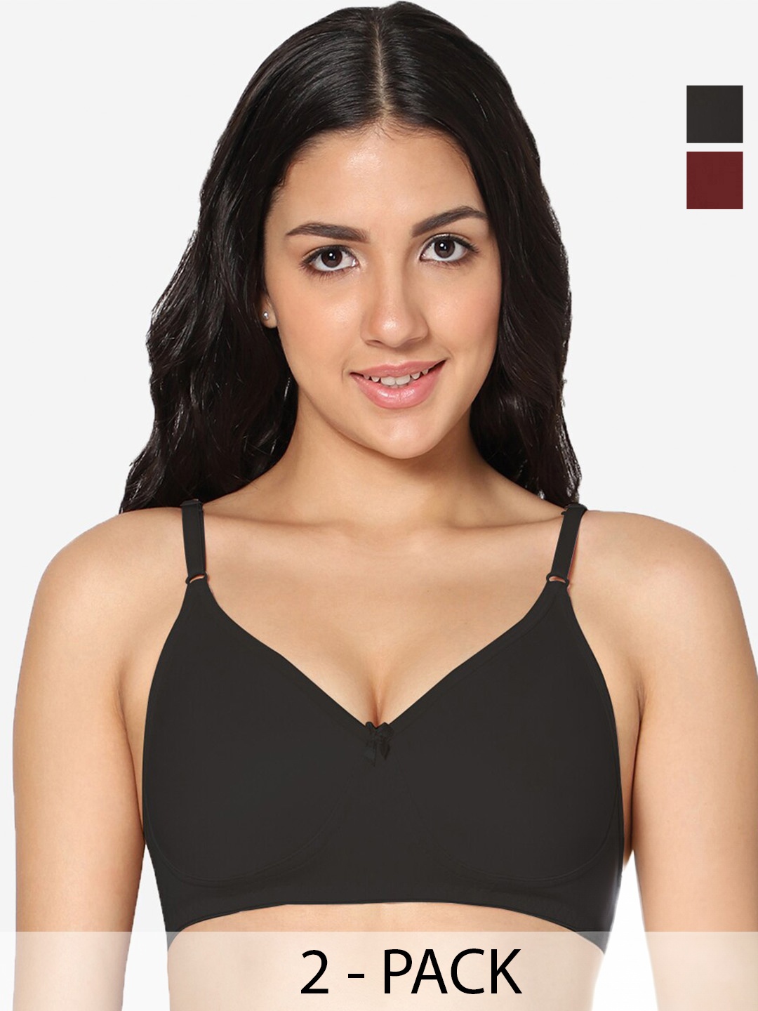 

In Care Pack Of 2 Pure Cotton Full Coverage Bra All Day Comfort, Black