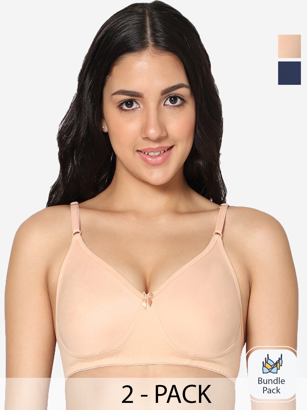 

In Care Pack Of 2 Pure Cotton Full Coverage Bra All Day Comfort, Blue