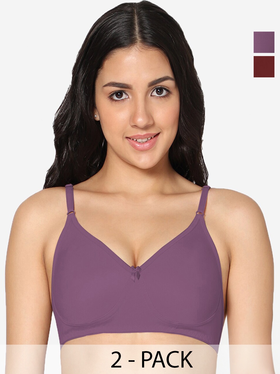 

In Care Pack of 2 Full Coverage Cotton T-shirt Bra With All Day Comfort, Purple