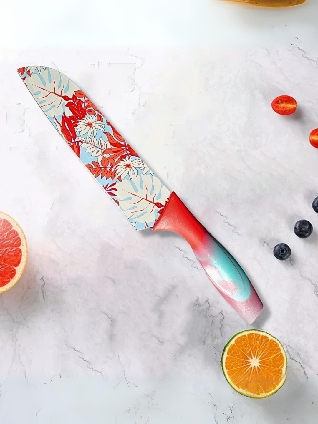 

YELONA Red Printed Stainless Steel Chef Knife With Cover