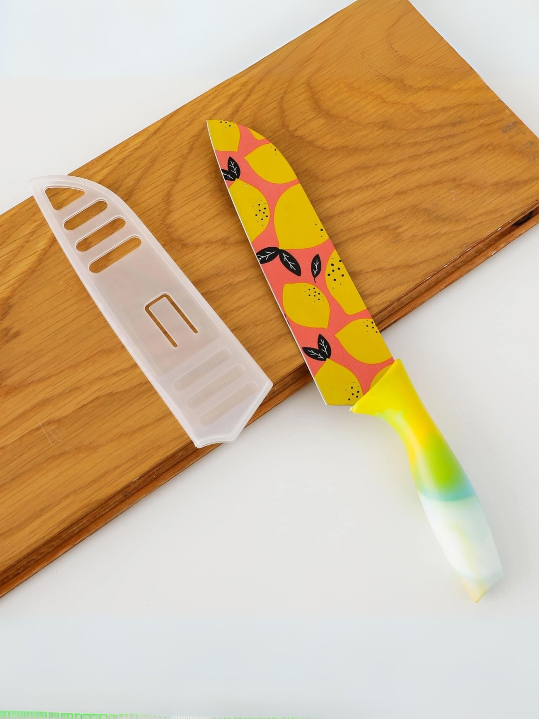 

YELONA Yellow & Pink Printed Chef Knife With Cover