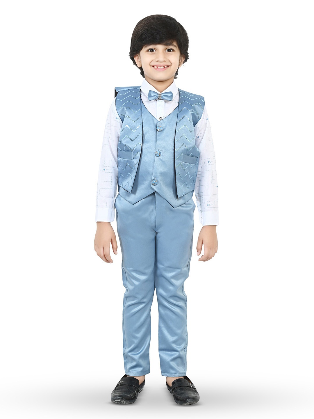 

BAESD Boys Printed Pure Cotton 4-Piece Suits, Blue