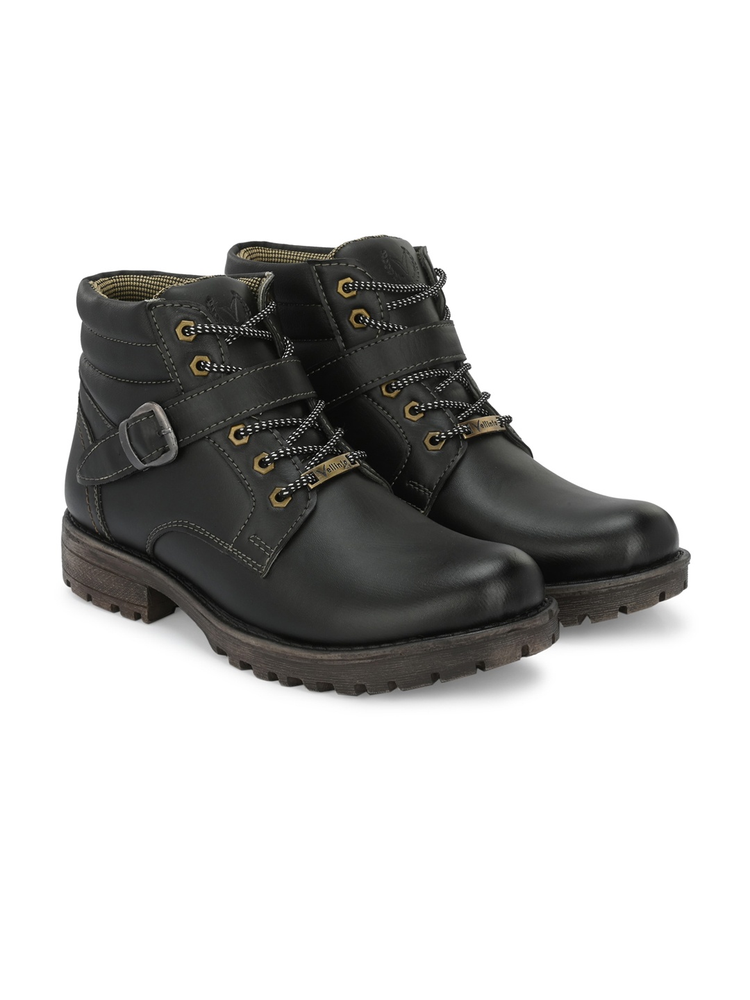 

Vellinto COMMANDER Men Mid-Top Blocked Biker Boots, Black