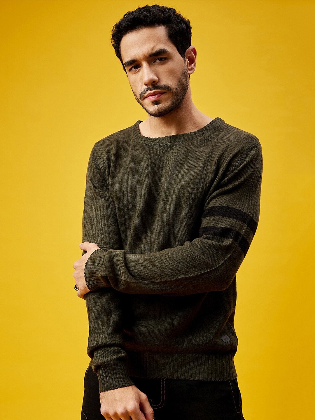 

The Roadster Lifestyle Co. Olive Long Sleeves Acrylic Pullover