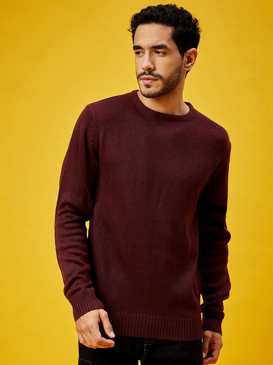 

The Roaster Lifestyle Co. Round Neck Full Sleeve Woollen Sweaters, Maroon