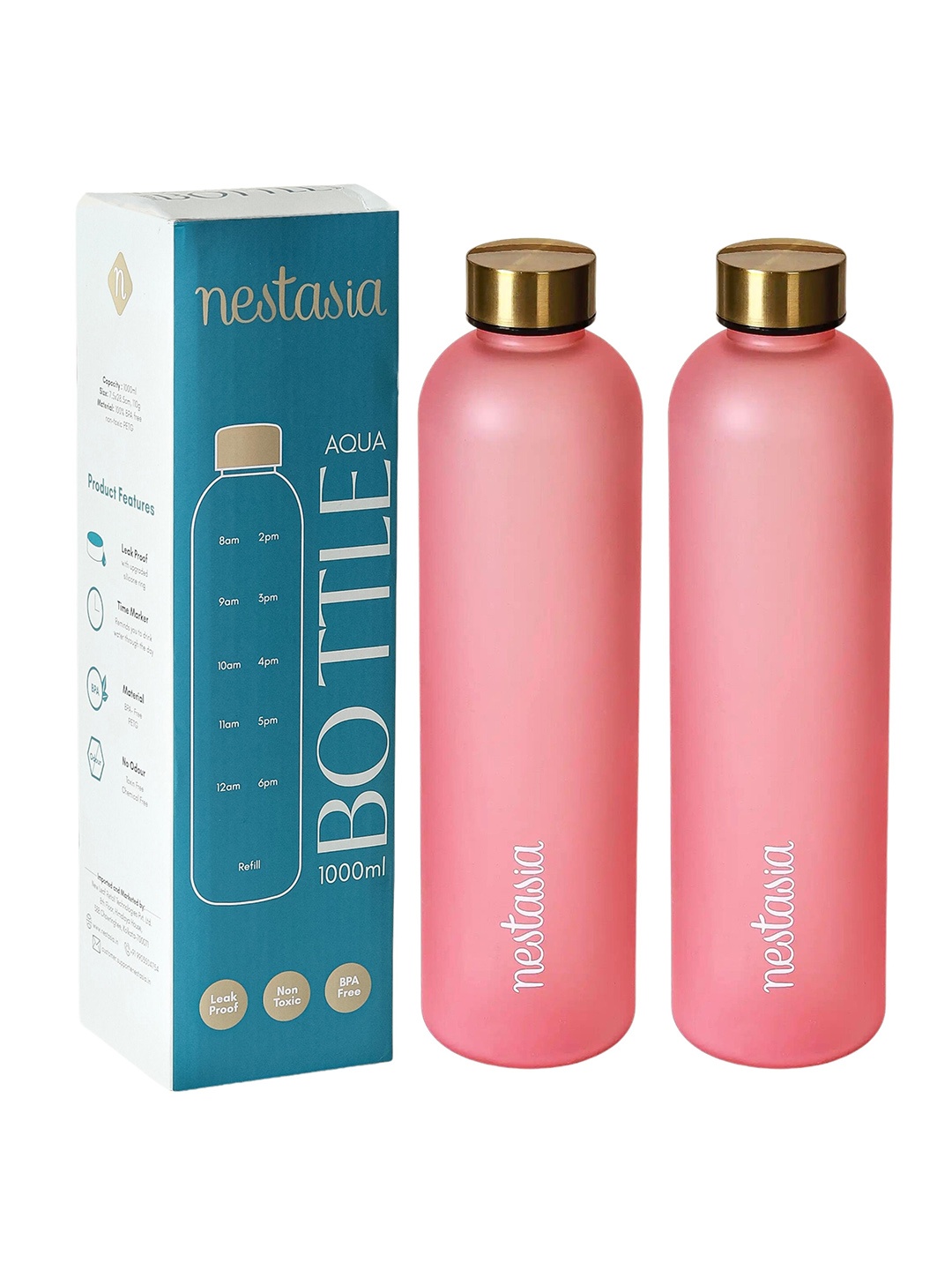 

Nestasia Pink 2 Pieces Toxin-free Time Marker Water Bottle 1 L Each