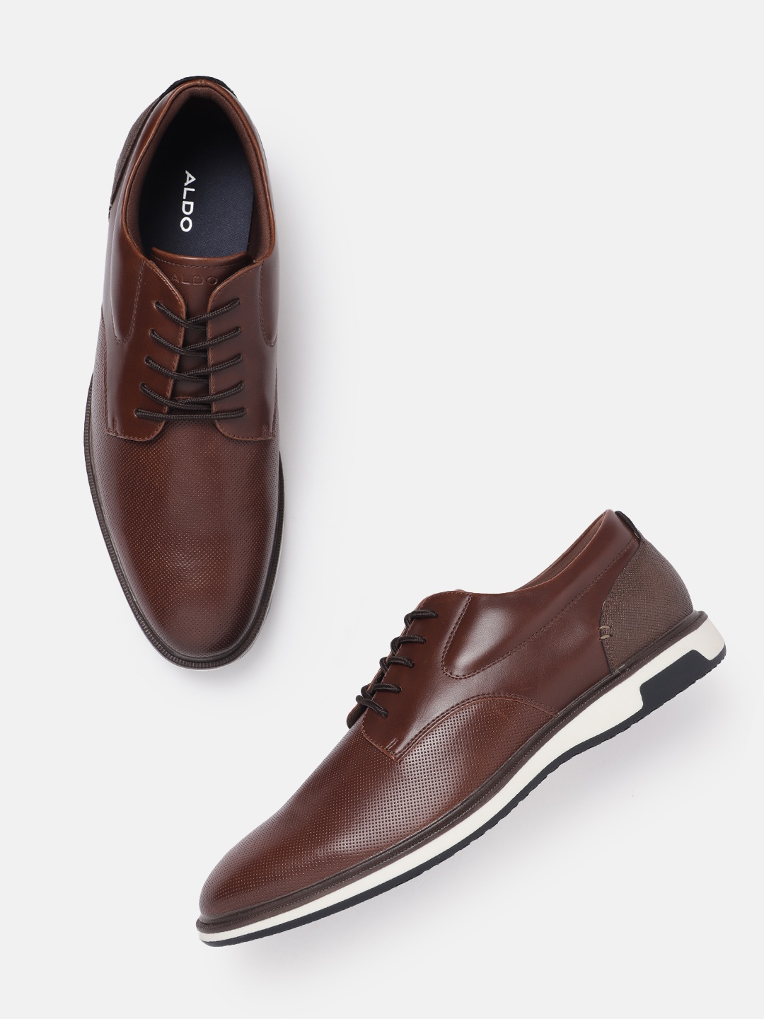 

ALDO Men Round Toe Casual Derbys, Brown