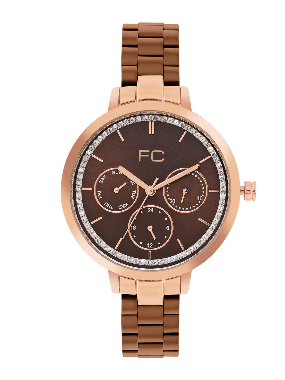 

French Connection Women Embellished Dial & Stainless Steel Analogue Watch FCN00074B, Brown