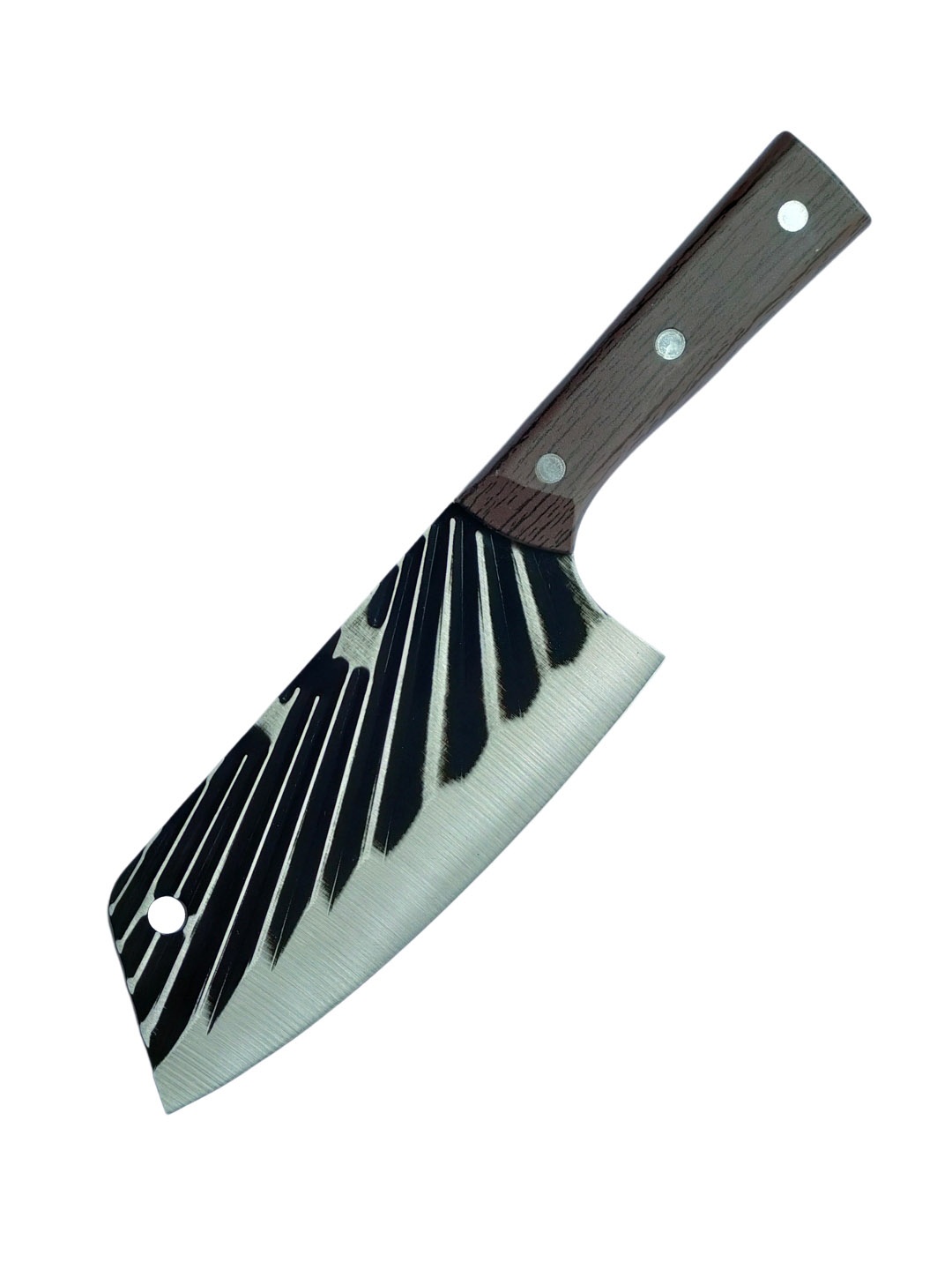 

YELONA Brown & Steel Wooden Base Stainless Steel Butcher Knife