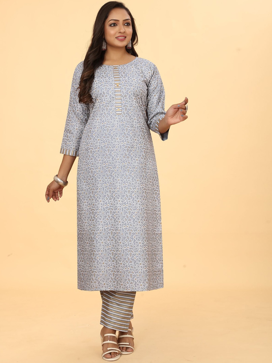 

KALINI Bandhani Printed Straight Kurta With Trouser, Blue