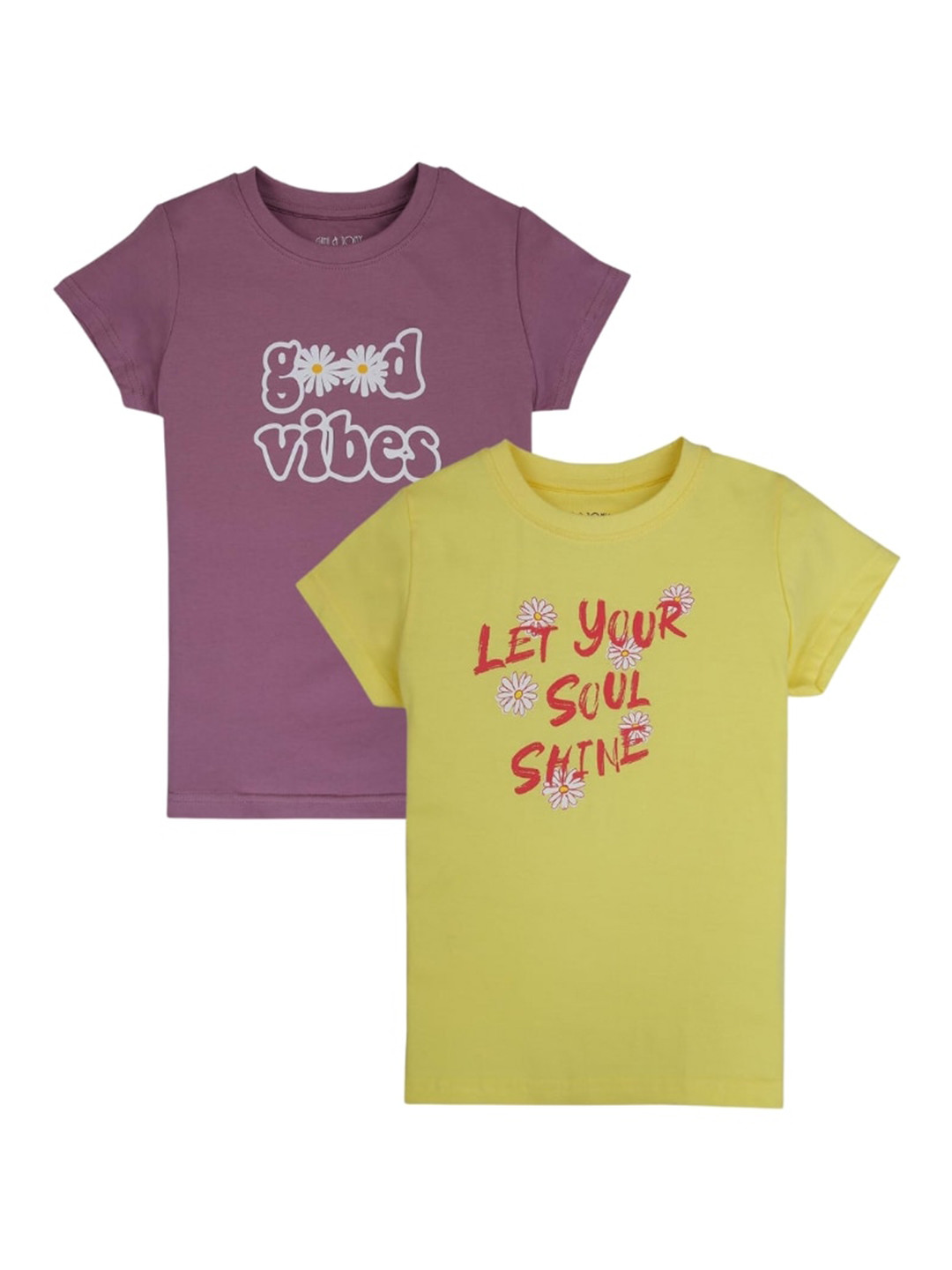 

Gini and Jony Pack Of 2 Typography Printed Cotton T-Shirts, Purple