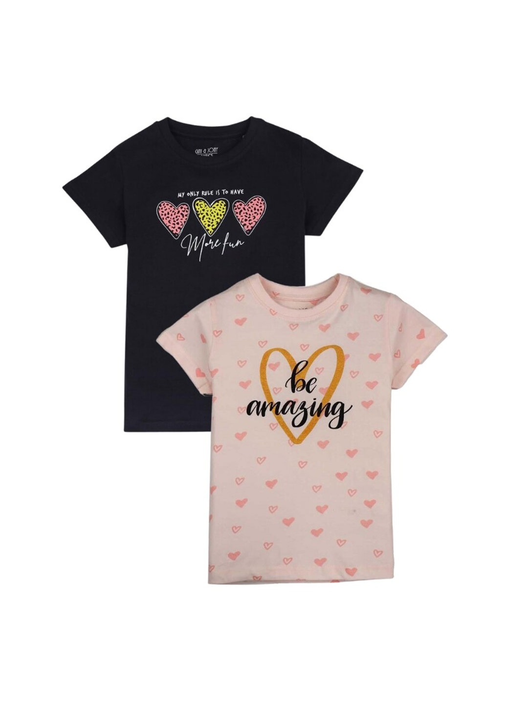 

Gini and Jony Pack Of 2 Graphic Printed Cotton T-Shirt, Black