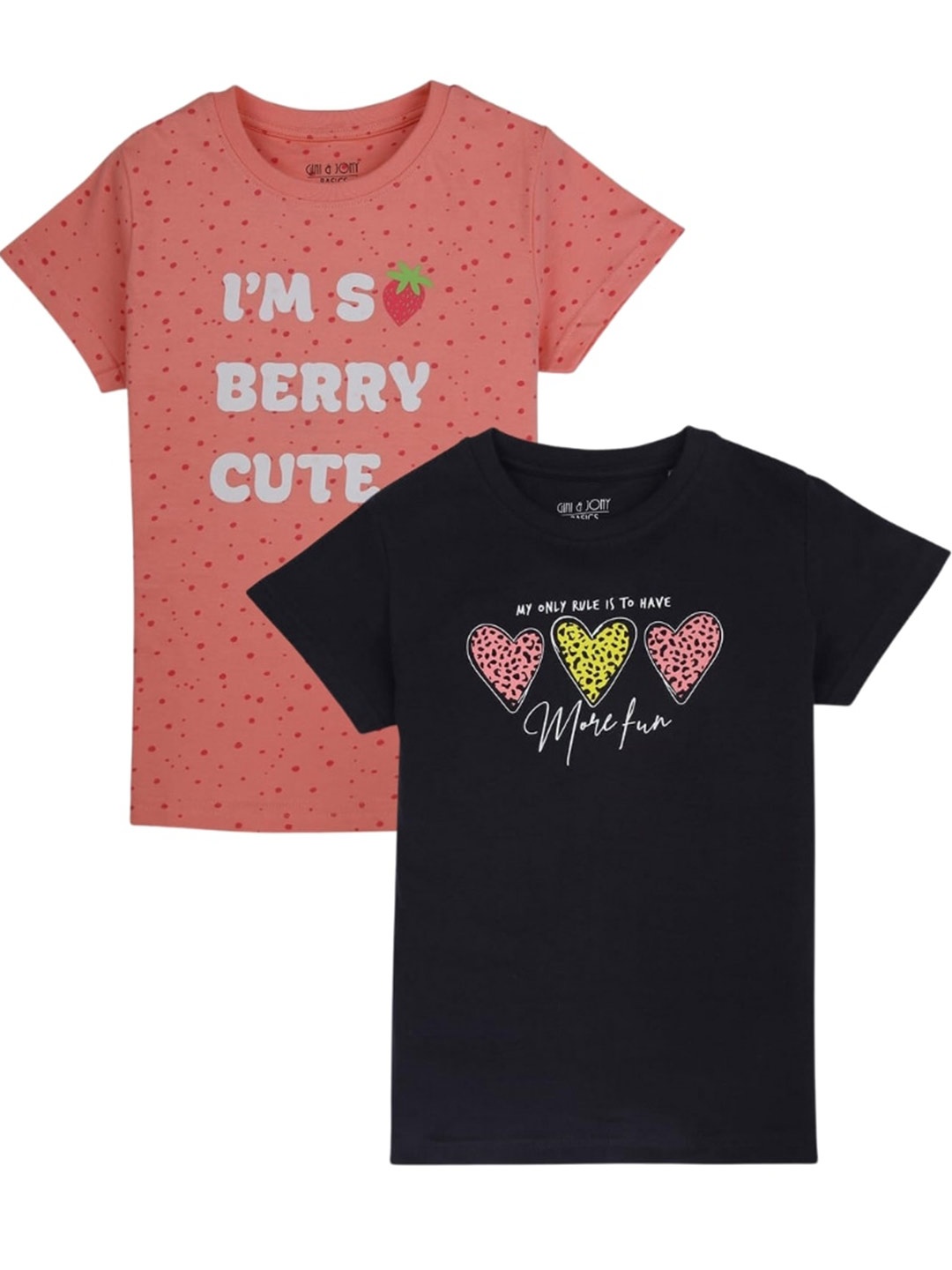 

Gini and Jony Typography Printed Cotton Tshirts, Coral