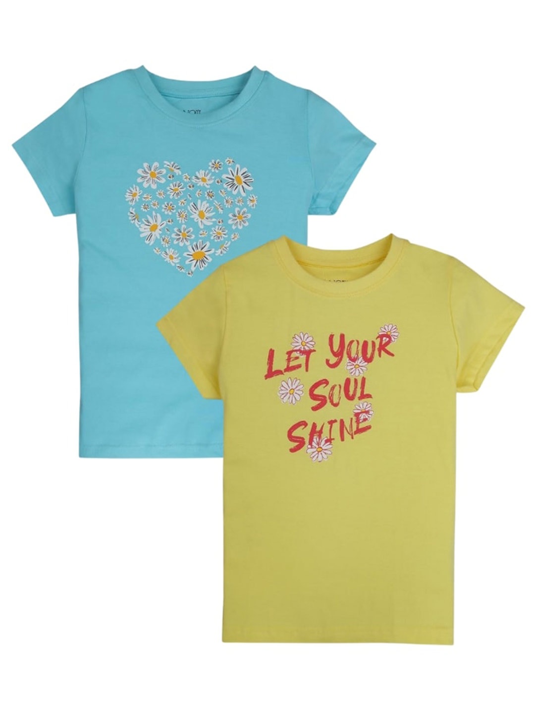

Gini and Jony Girls Pack Of 2 Printed Cotton T-Shirts, Green