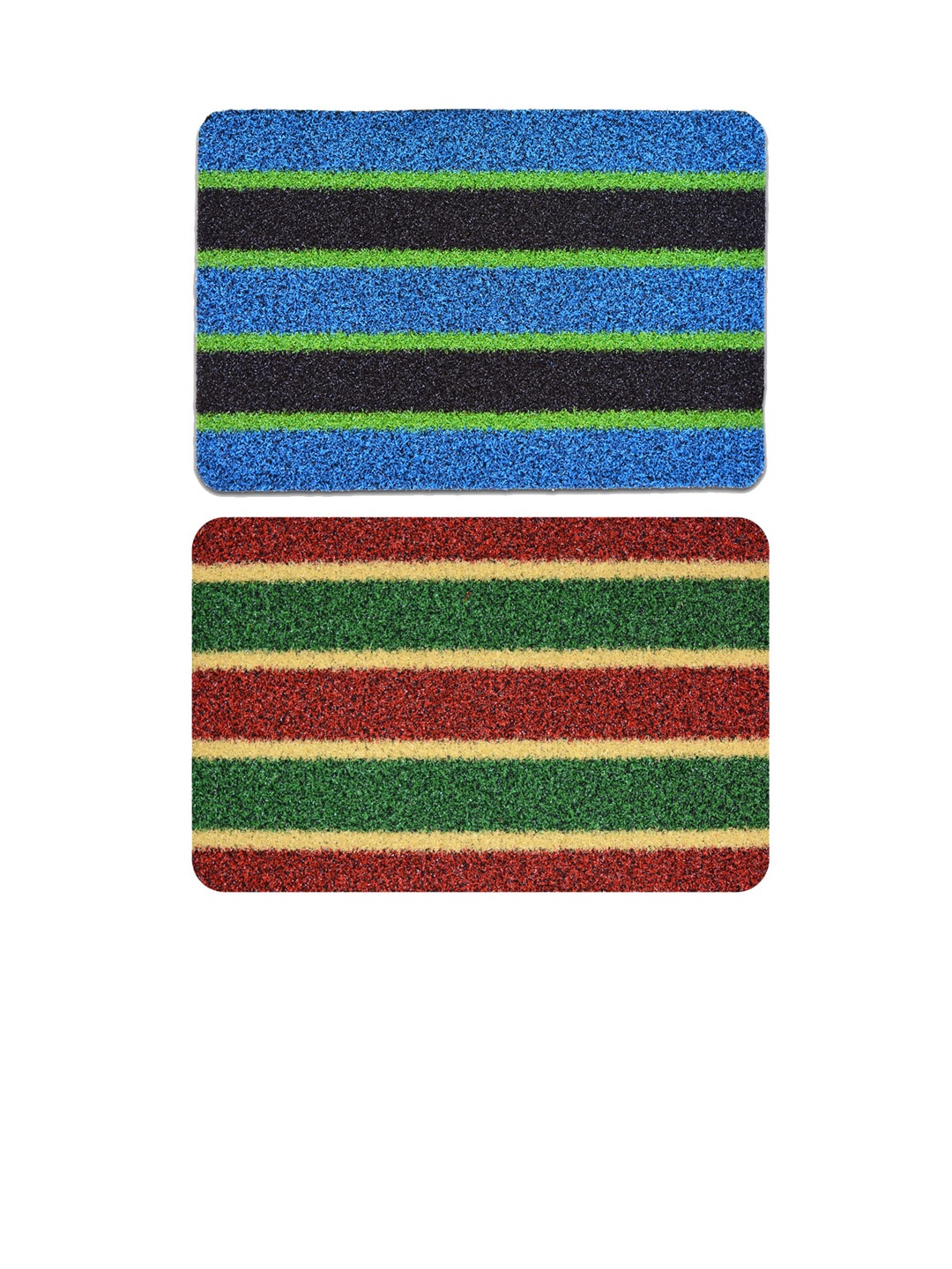 

Athom Living Blue & Red 2 Pieces Striped Anti-Slip Doormats, Green