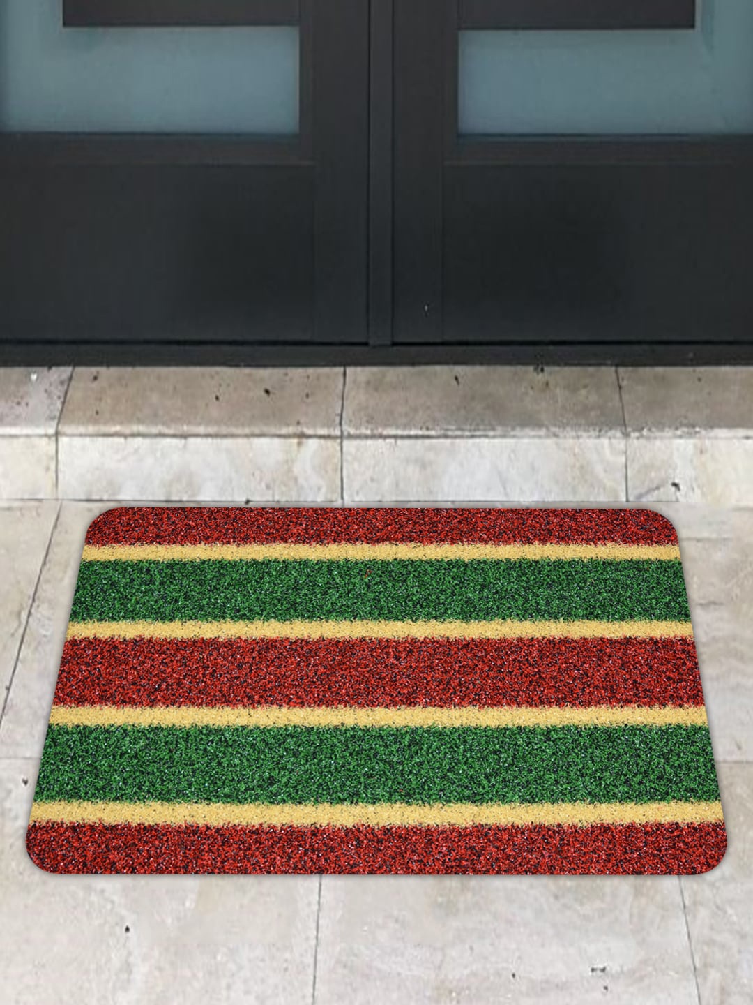 

Athom Living Red & Green Striped Anti-Slip Doormat